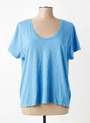 T-shirt coupe droite manches courtes bleu HAPPY femme