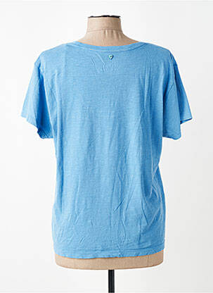 T-shirt coupe droite manches courtes bleu HAPPY femme
