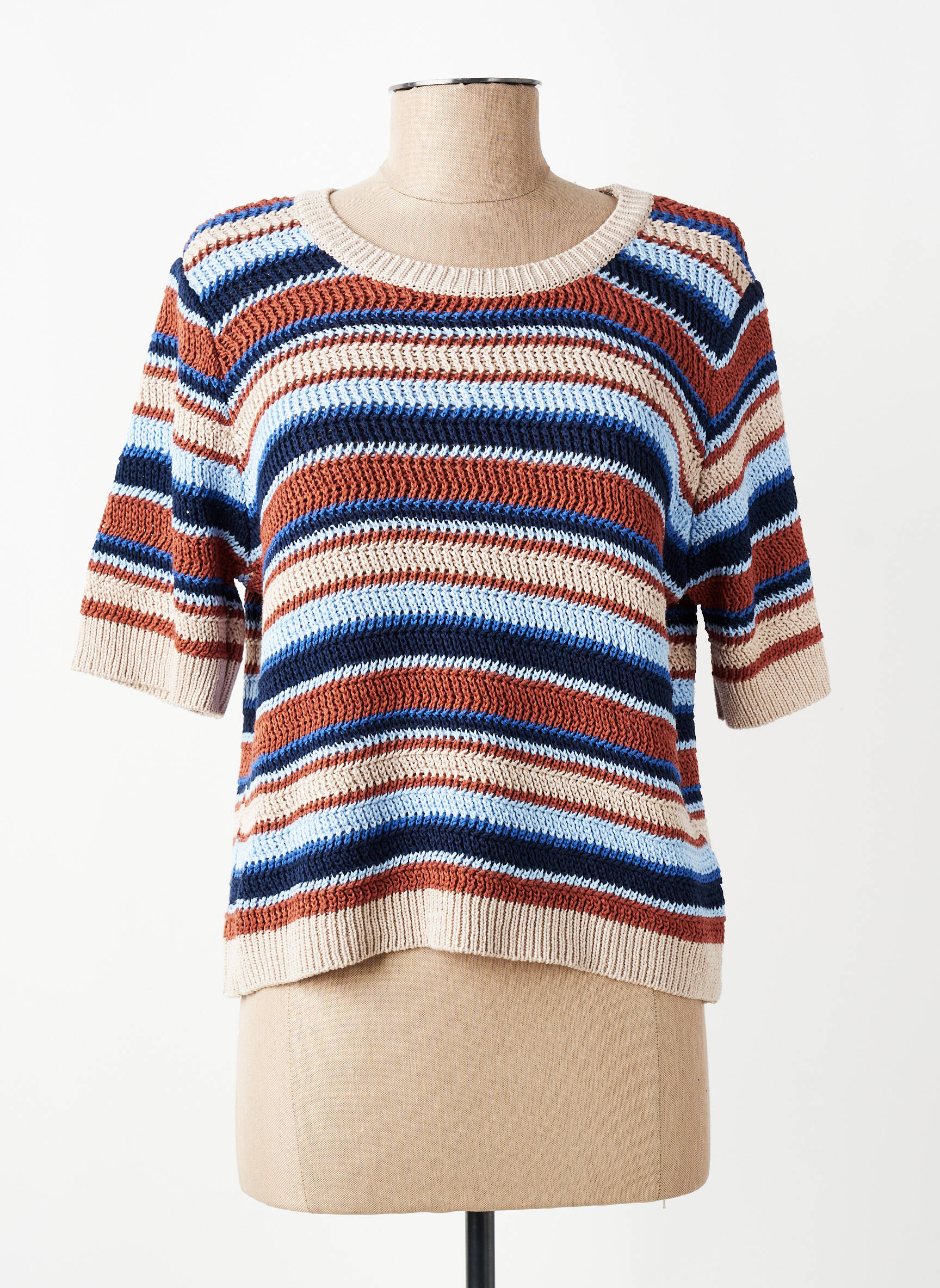 Top manches courtes manches courtes bleu LA FEE MARABOUTEE femme