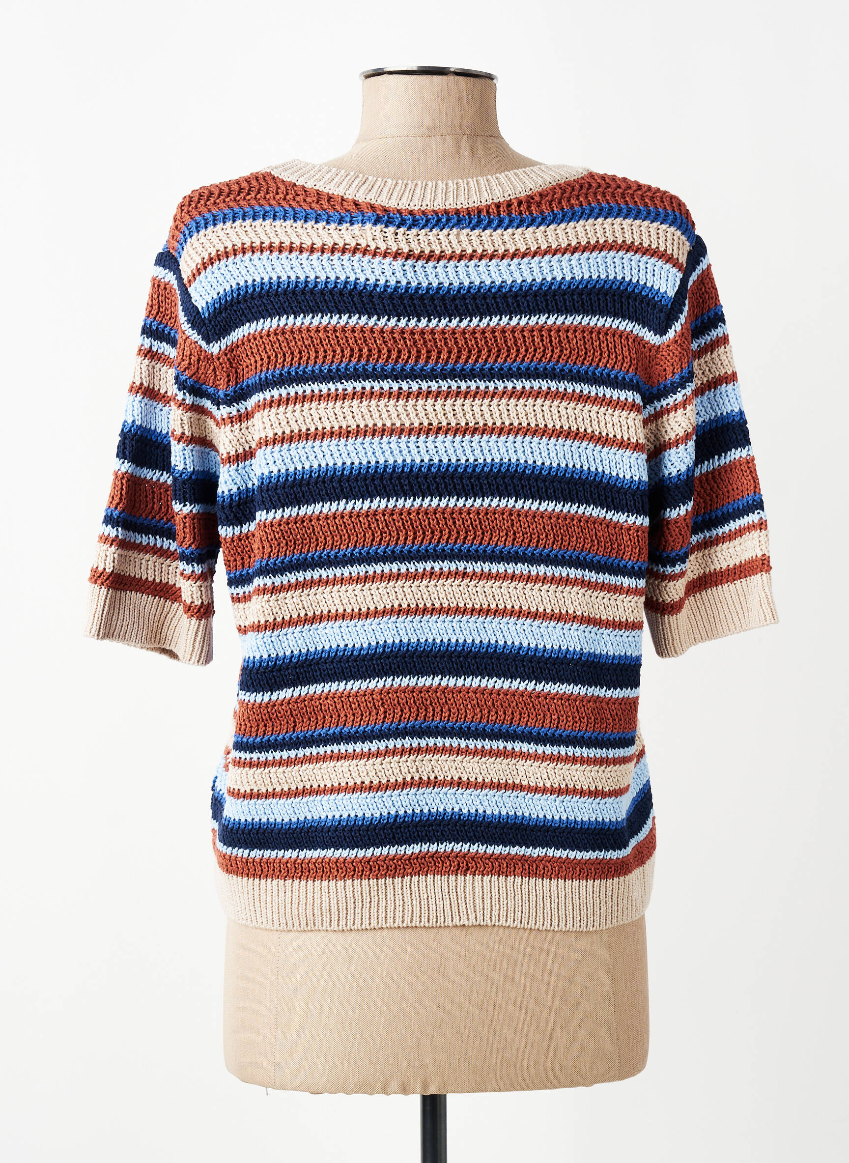 Top manches courtes manches courtes bleu LA FEE MARABOUTEE femme