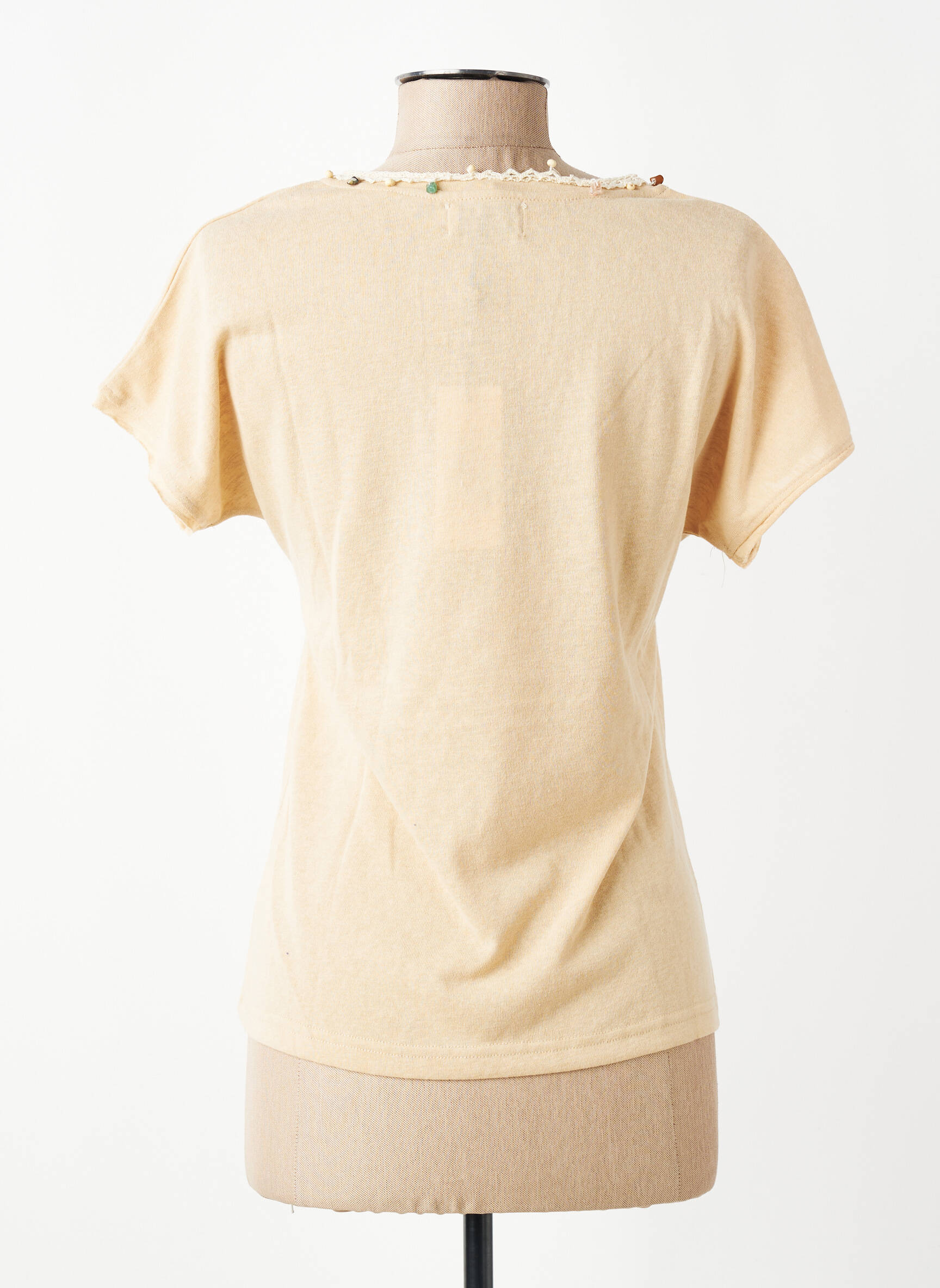 T-shirt col v manches courtes beige MOLLY BRACKEN femme