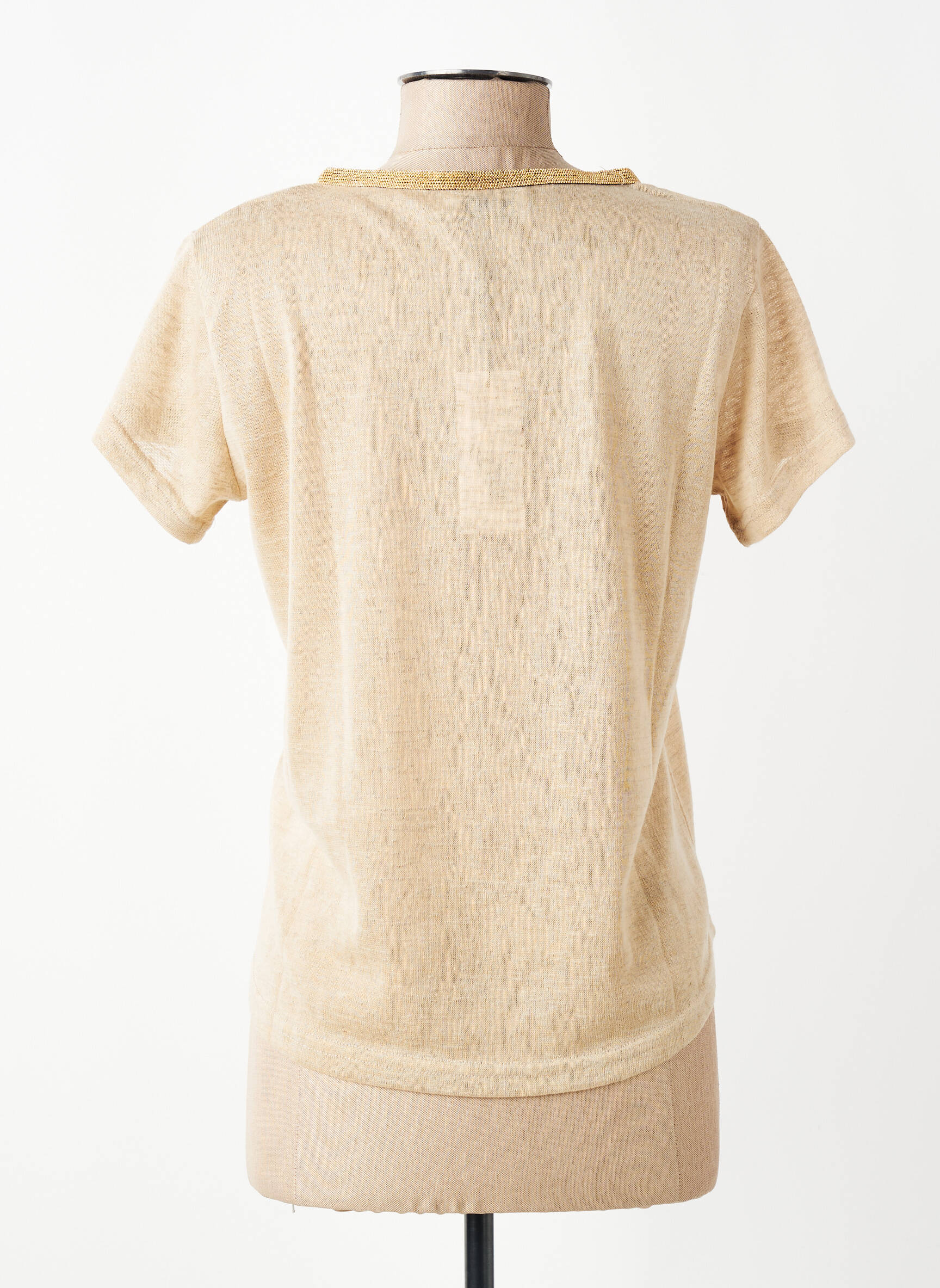 T-shirt col v manches courtes beige MOLLY BRACKEN femme