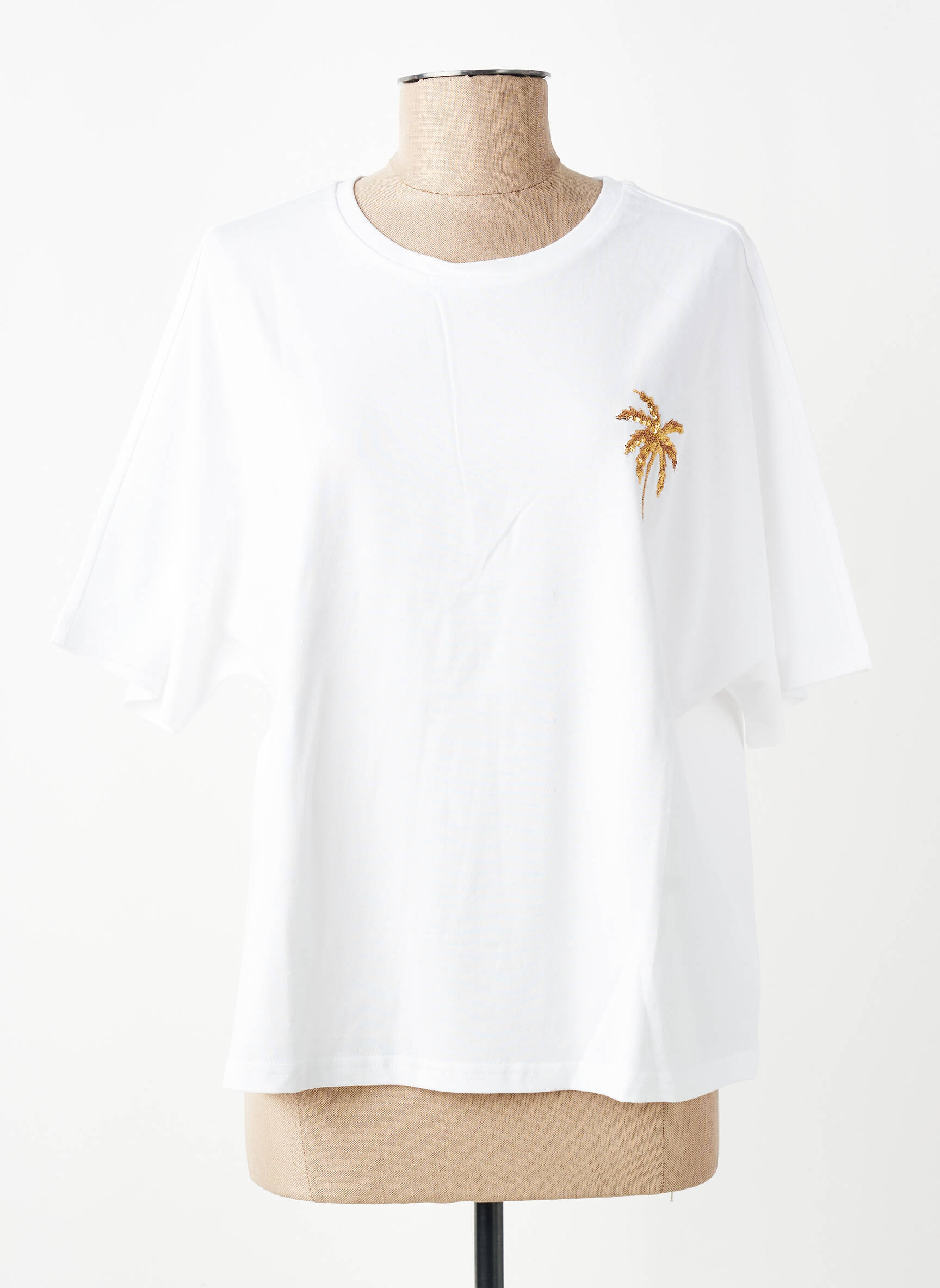 T-shirt coupe droite manches courtes blanc LILI SIDONIO femme