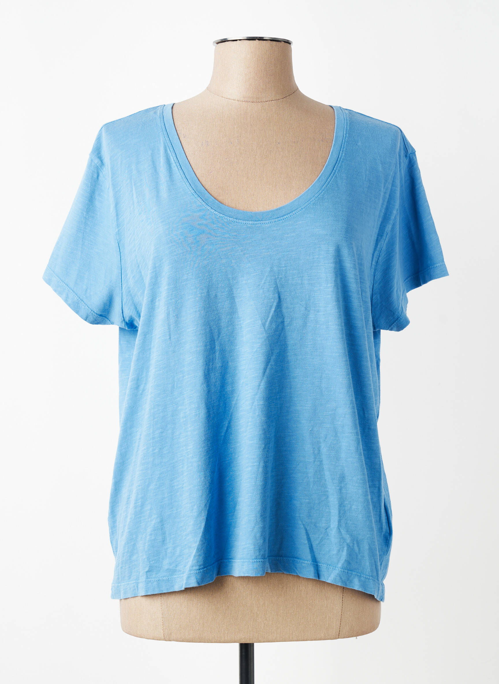 T-shirt coupe droite manches courtes bleu HAPPY femme