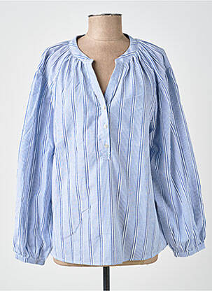 Blouse tissage popeline manches longues bleu MOLLY BRACKEN femme
