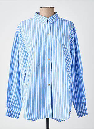 Chemisier coupe droite manches longues bleu MOLLY BRACKEN femme