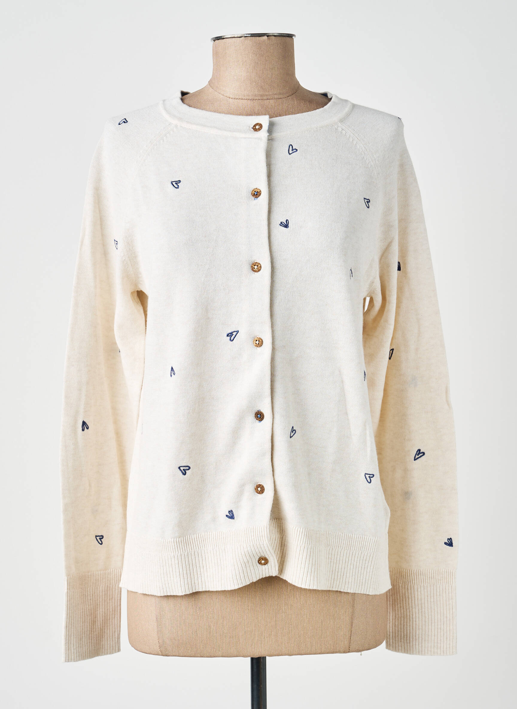 Gilet manches longues col rond beige WHITE STUFF femme