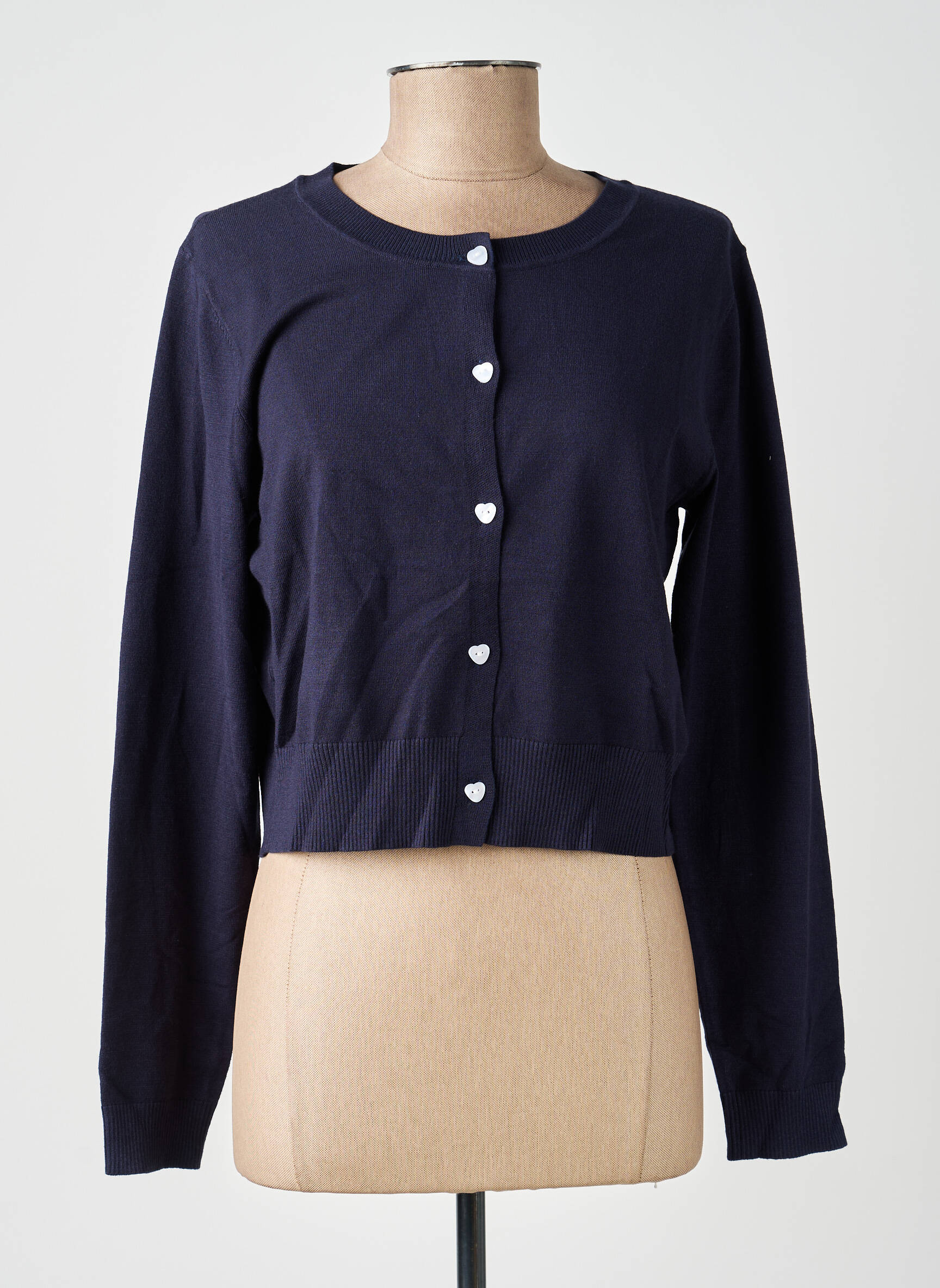 Gilet manches longues col rond bleu MOLLY BRACKEN femme