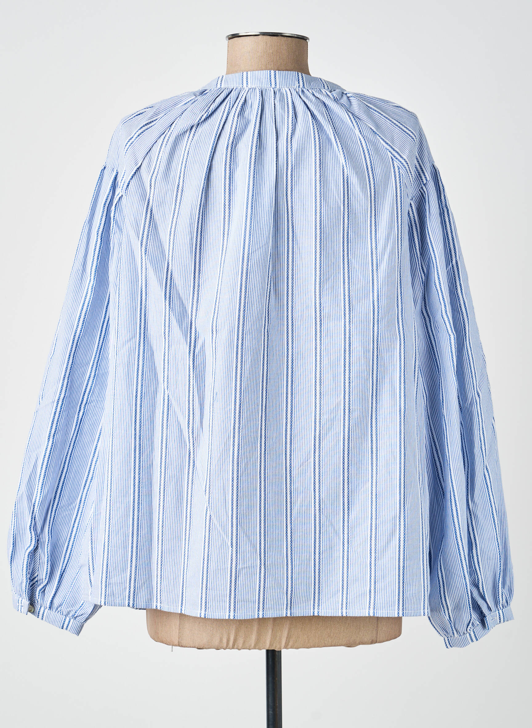 Blouse tissage popeline manches longues bleu MOLLY BRACKEN femme