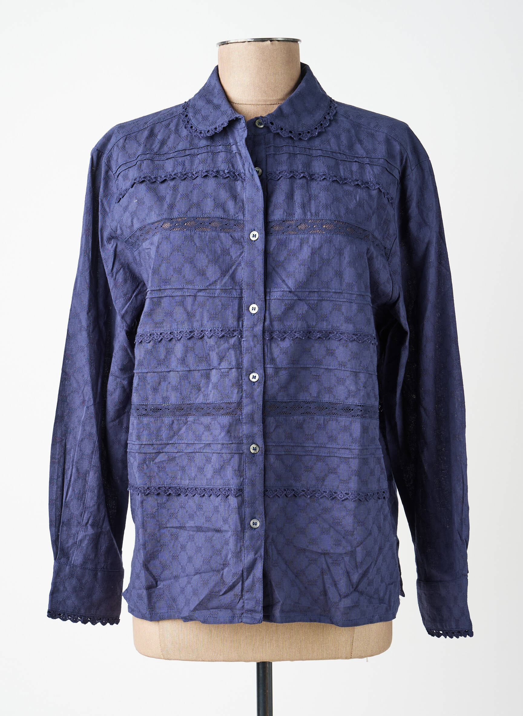 Chemisier coupe droite manches longues bleu INDI & COLD femme