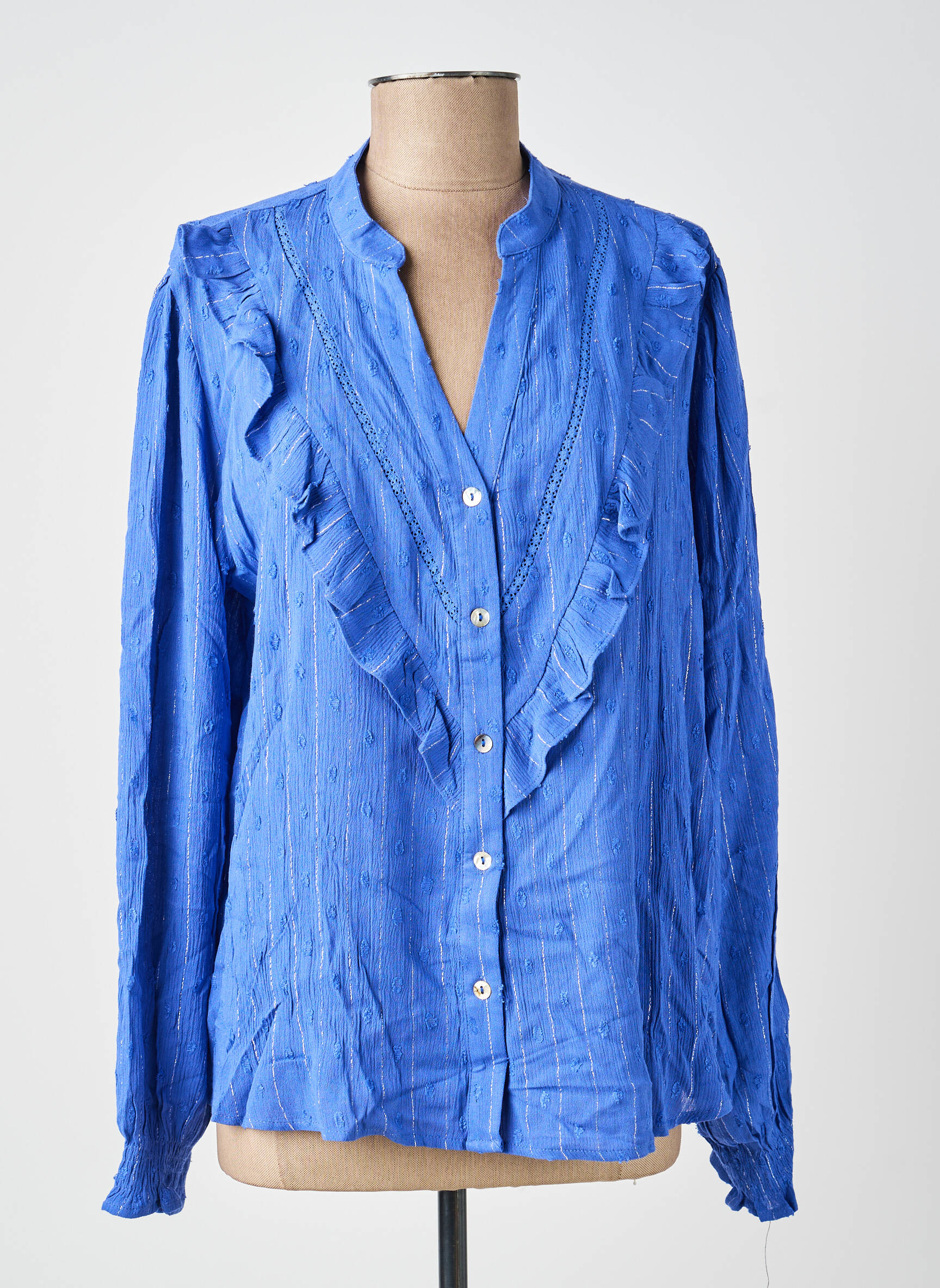 Chemisier coupe cintrée manches longues bleu MOLLY BRACKEN femme