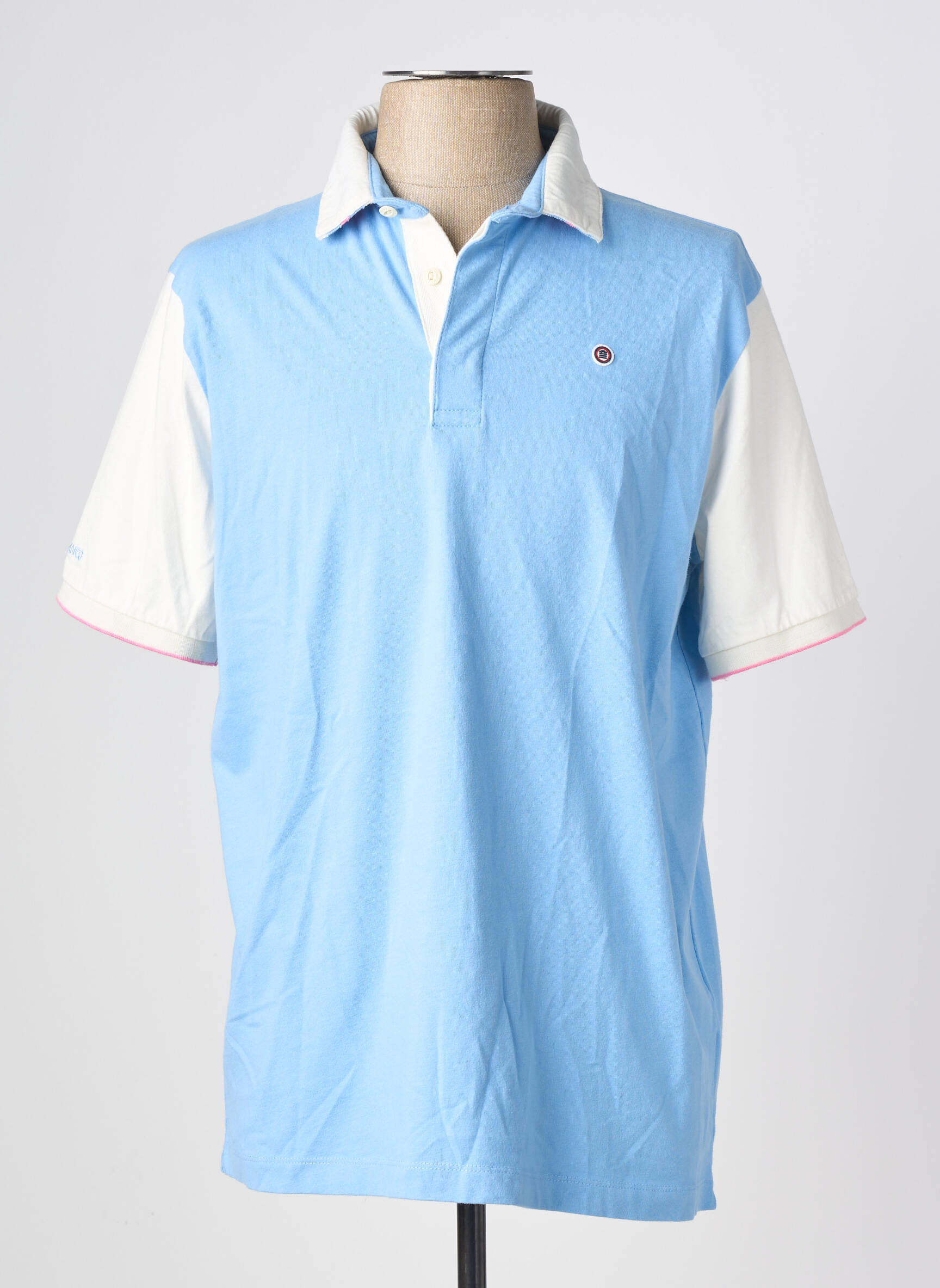 Polo tissage jersey manches courtes bleu SERGE BLANCO homme