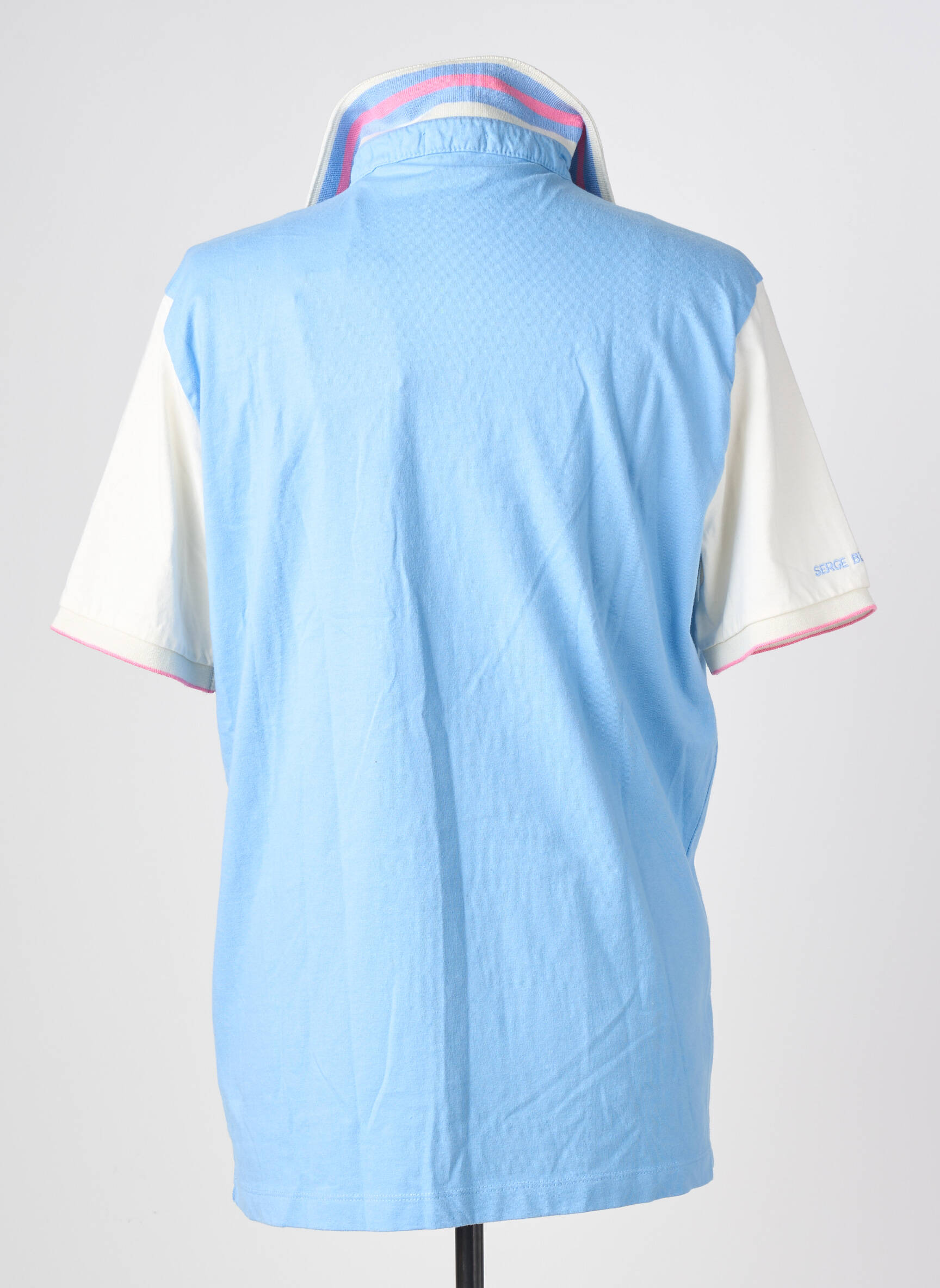 Polo tissage jersey manches courtes bleu SERGE BLANCO homme