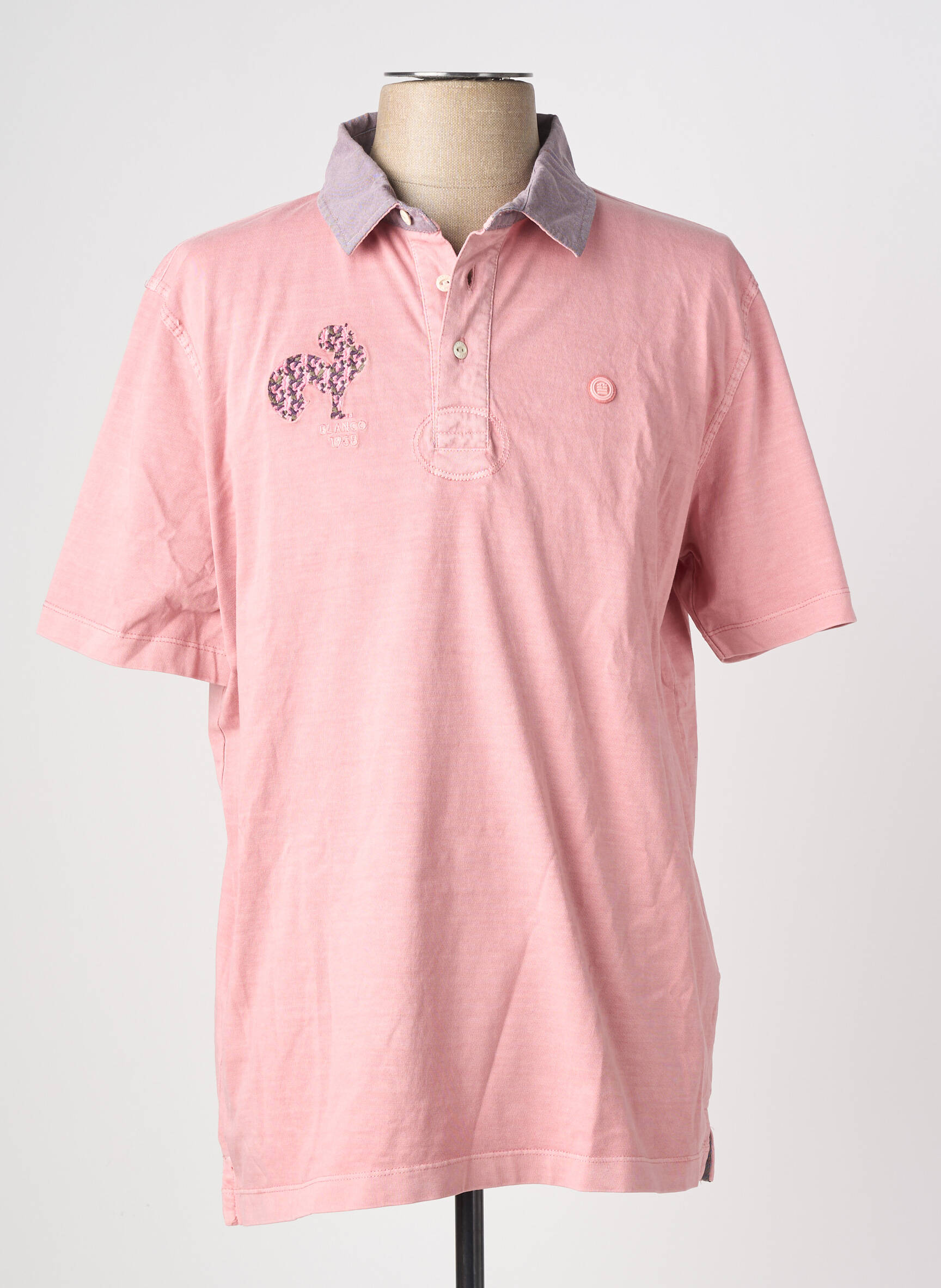 Polo tissage jersey manches courtes rose SERGE BLANCO homme