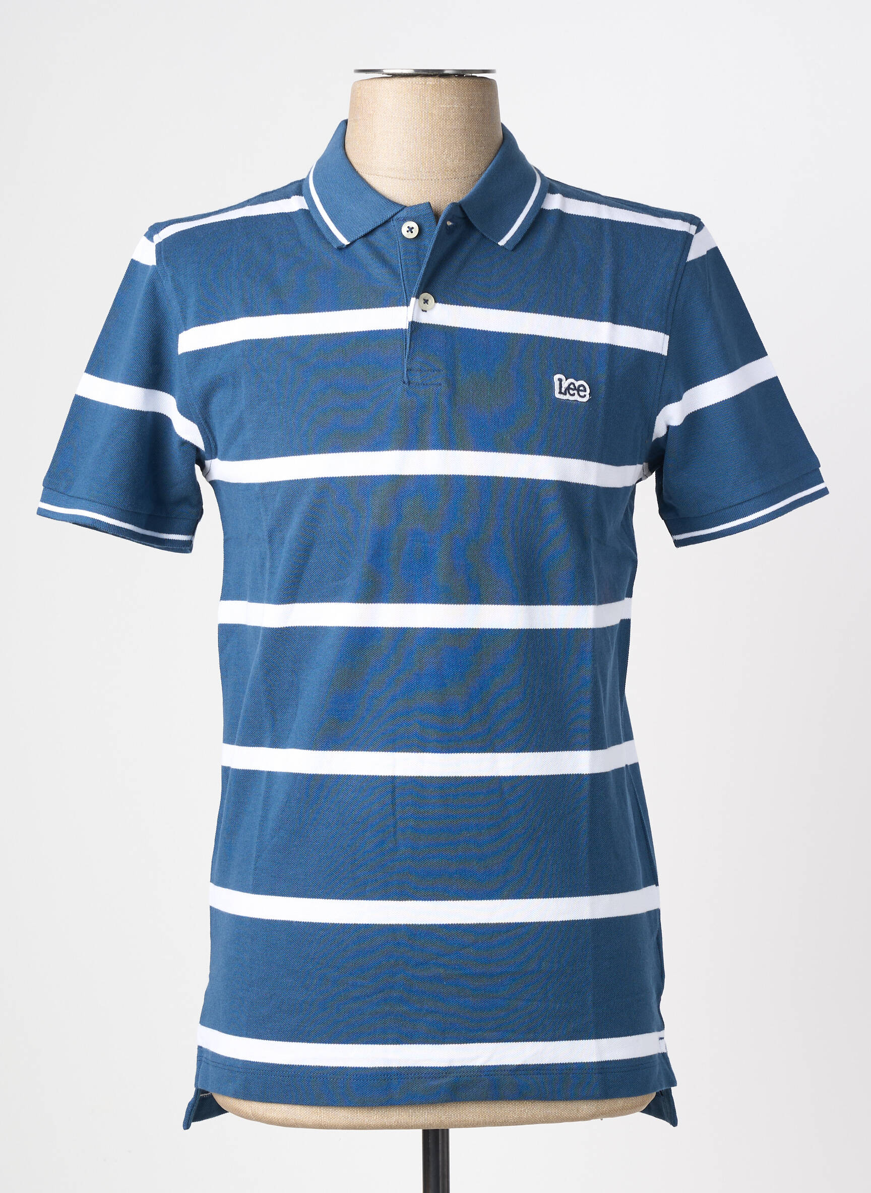 Polo imprimé rayures manches courtes bleu LEE homme
