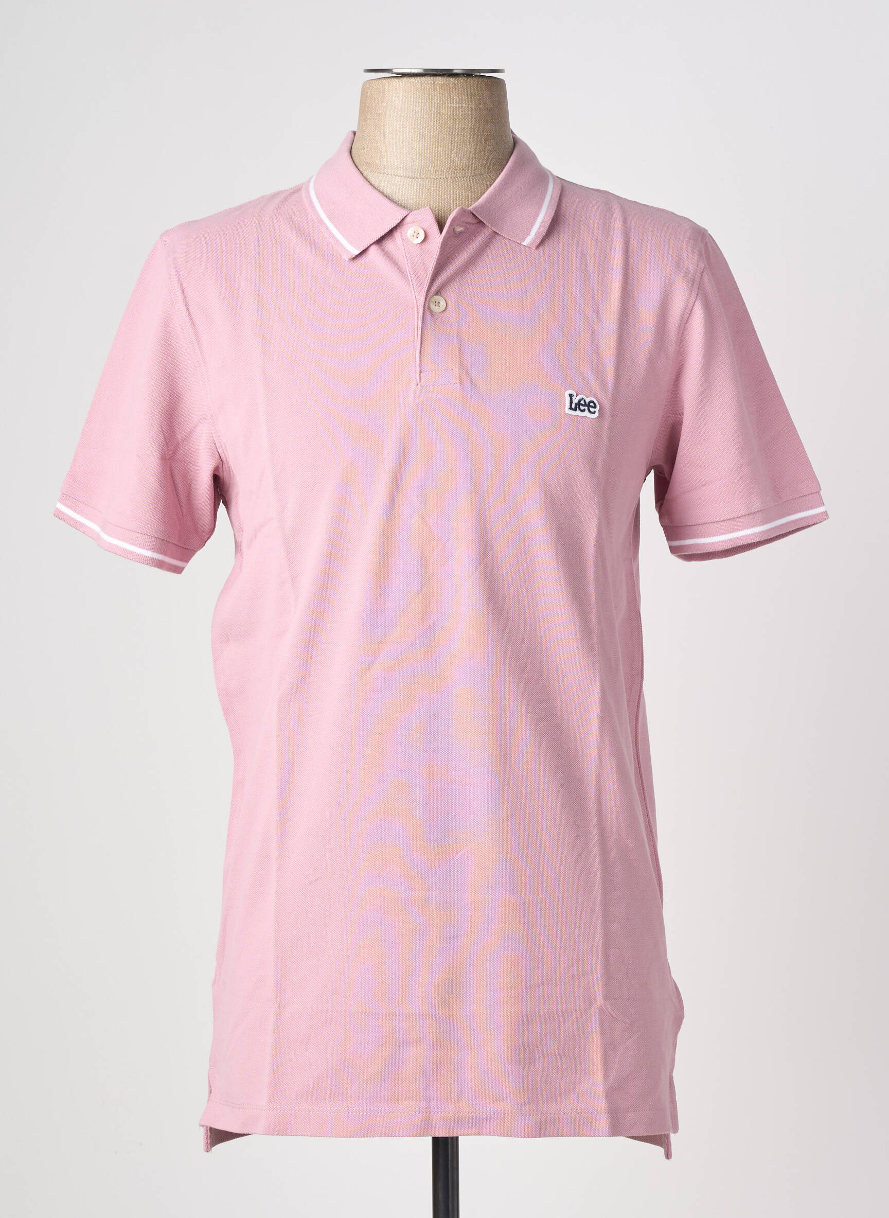 Polo stretch manches courtes rose LEE homme
