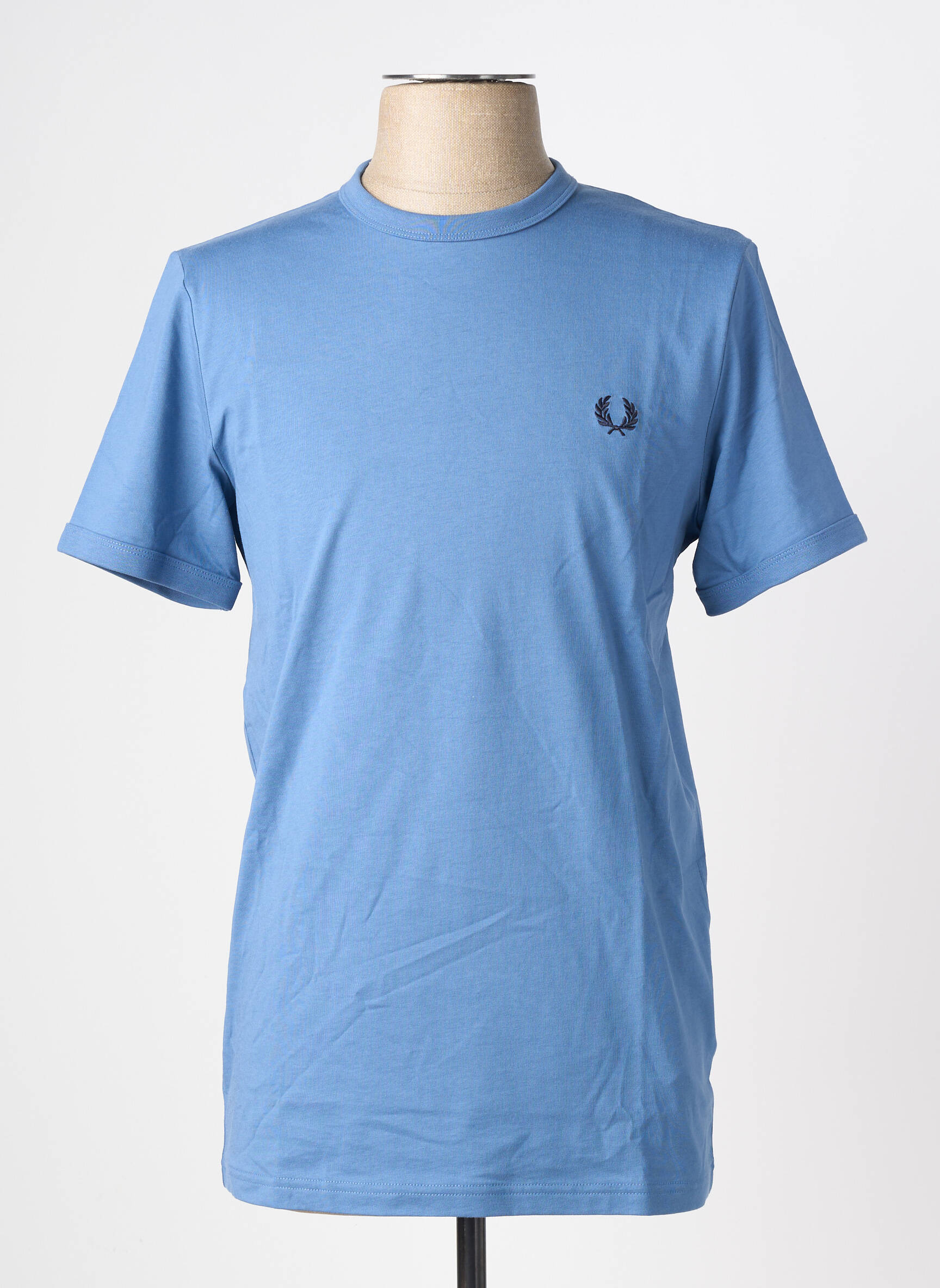 T-shirt broderie manches courtes bleu FRED PERRY homme