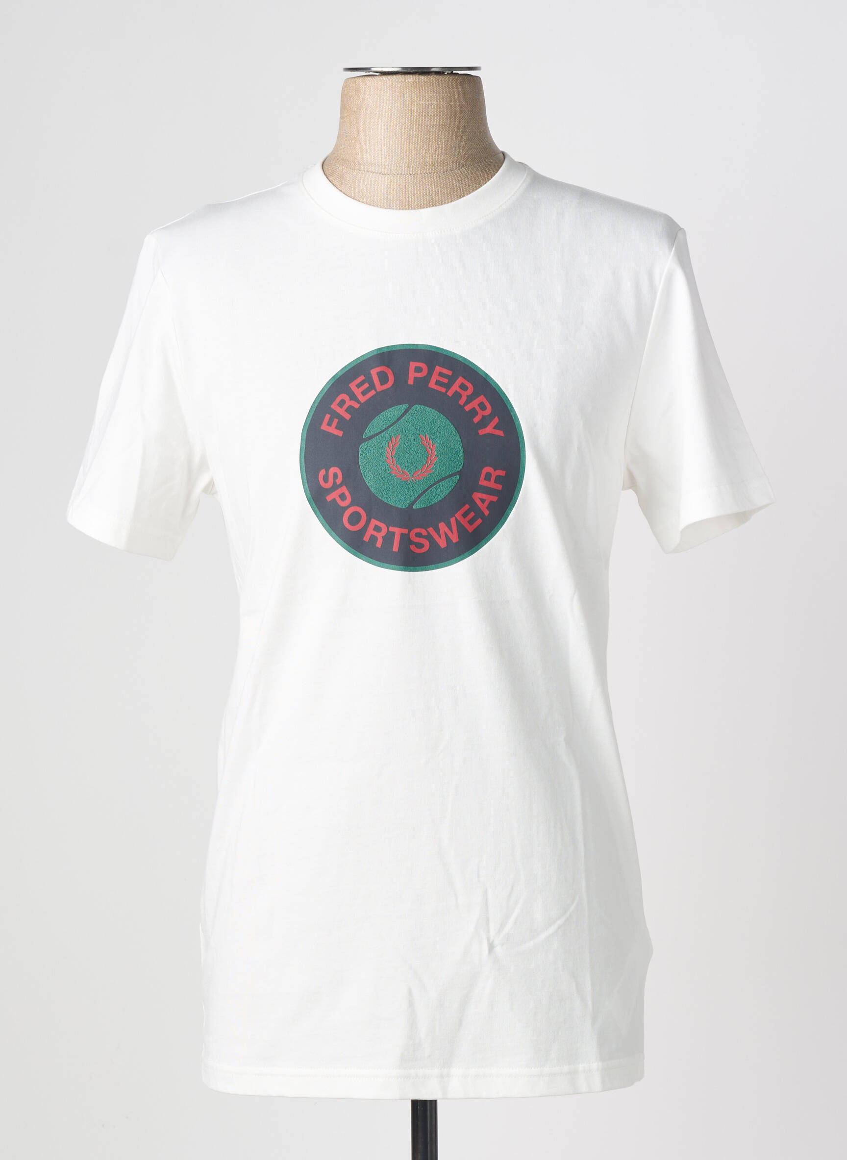 T-shirt stretch manches courtes blanc FRED PERRY homme