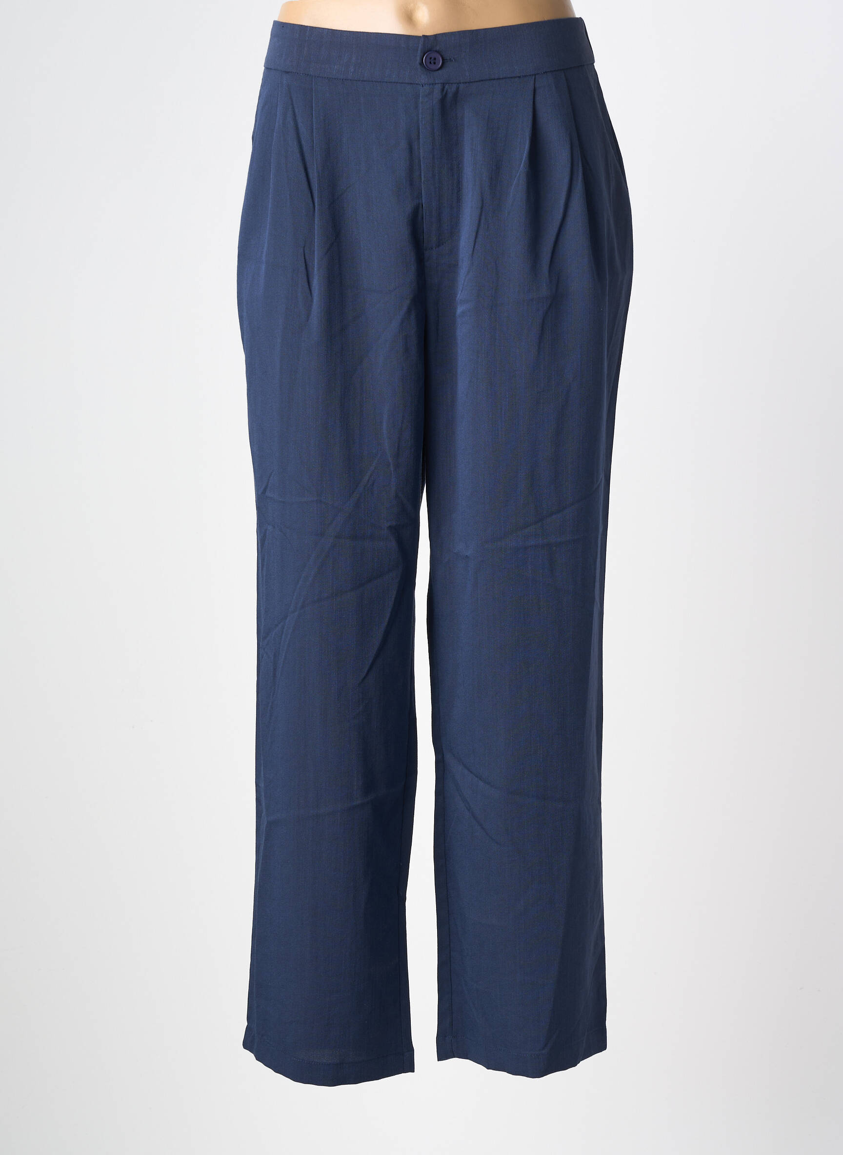 Pantalon droit tissage popeline taille normale bleu MOLLY BRACKEN femme