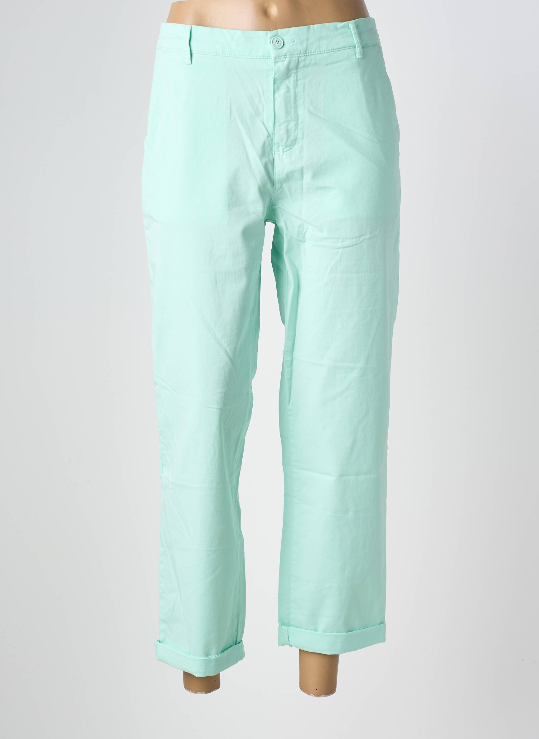 Pantalon 7/8 stretch taille normale vert HAPPY femme