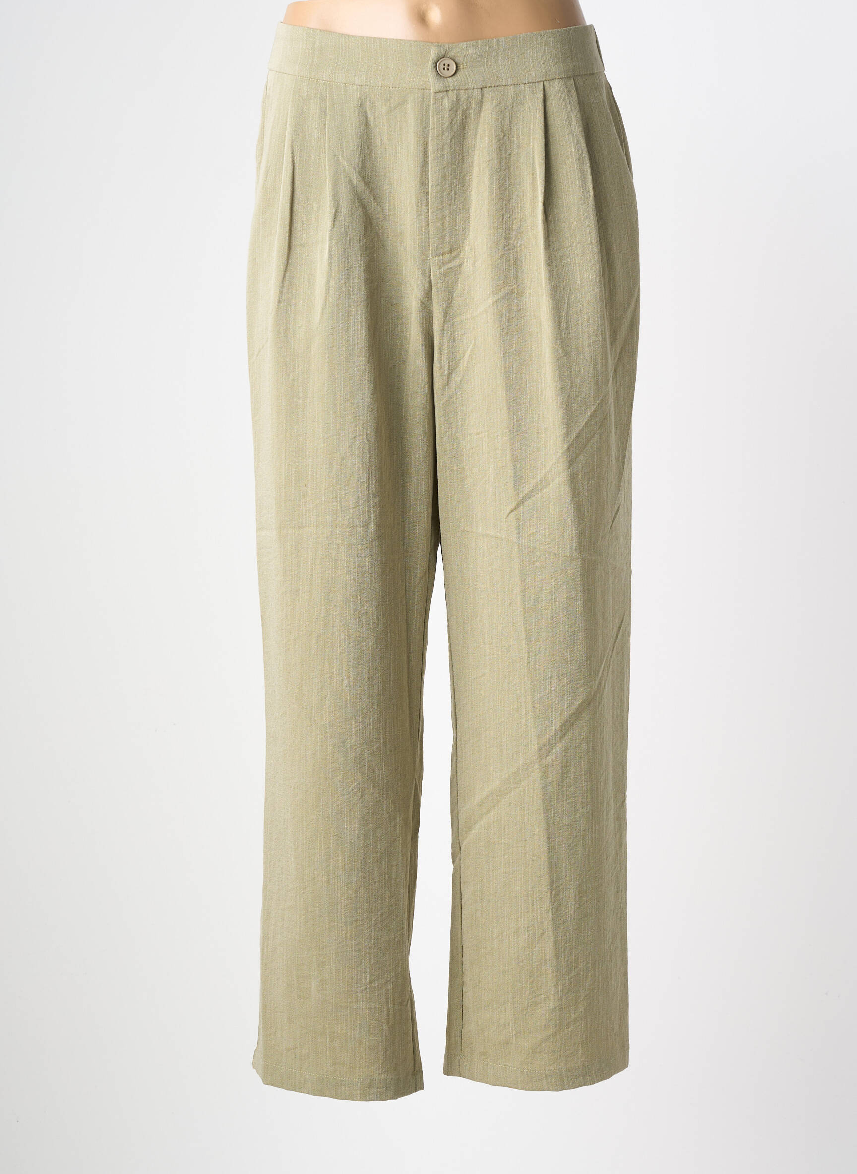 Pantalon large fermeture zippée sous rabat boutonné taille normale vert MOLLY BRACKEN femme