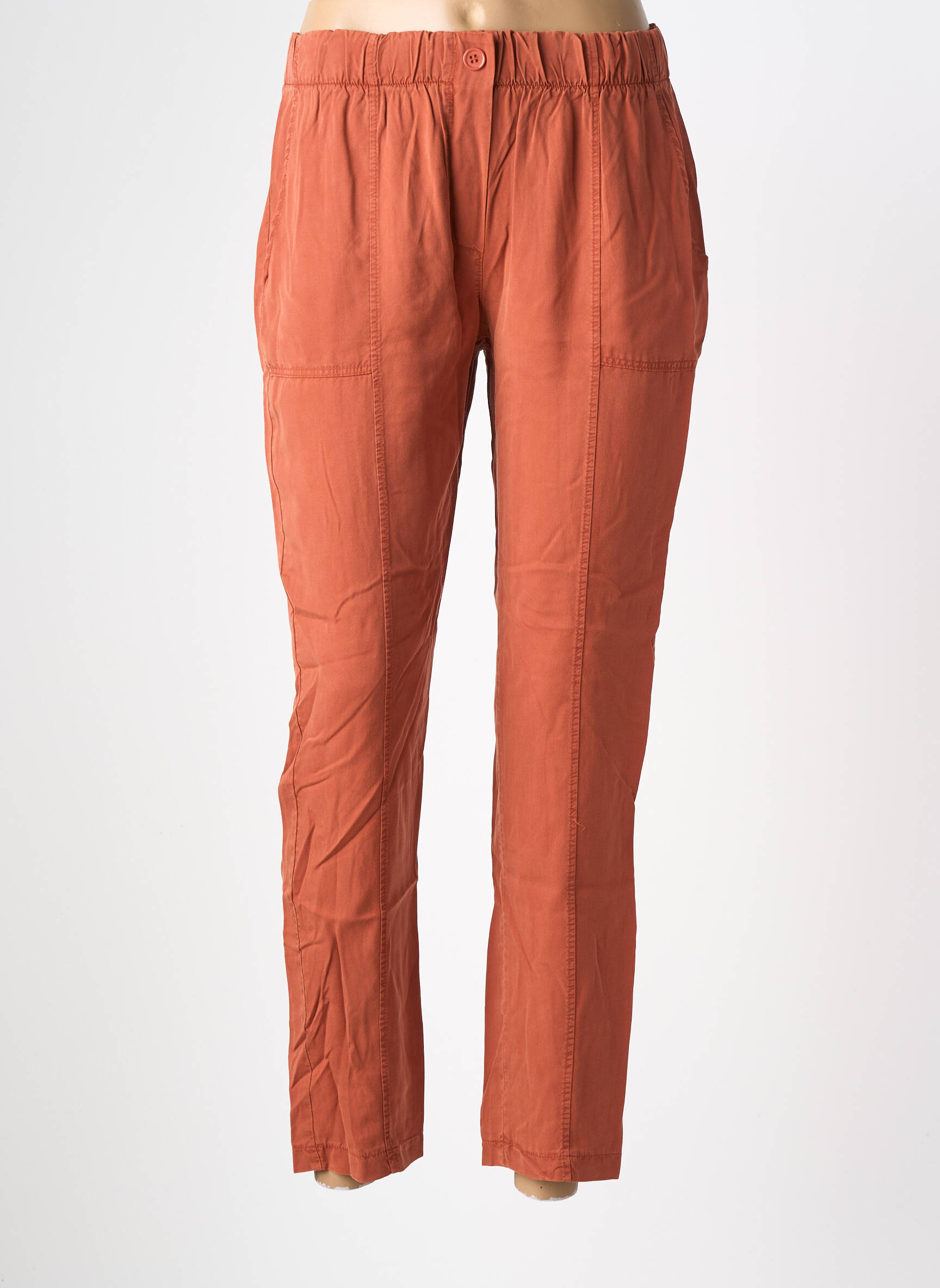 Pantalon droit tissage popeline taille normale orange LA FEE MARABOUTEE femme
