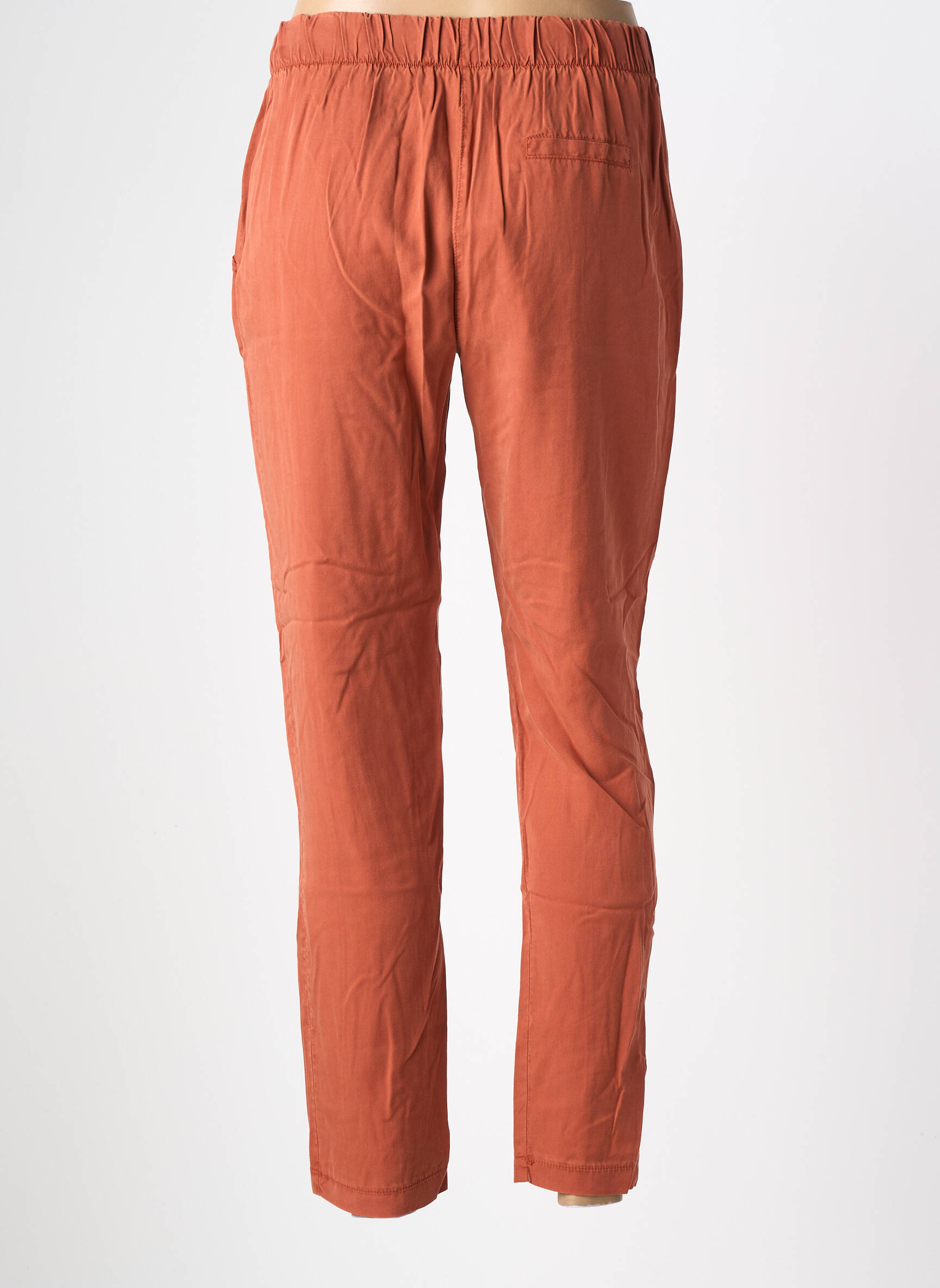 Pantalon droit tissage popeline taille normale orange LA FEE MARABOUTEE femme
