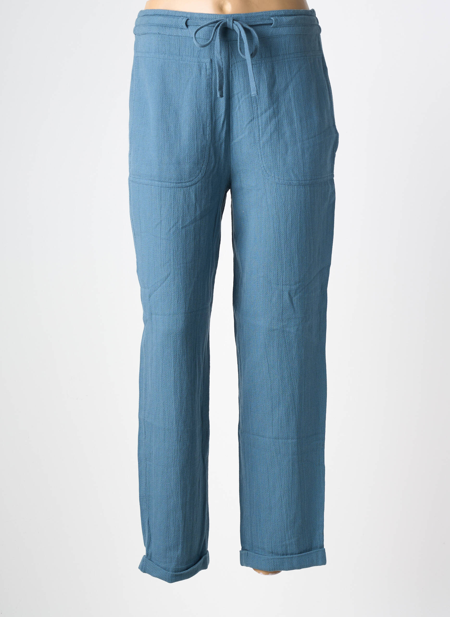 Pantalon droit taille élastique taille normale bleu INDI & COLD femme