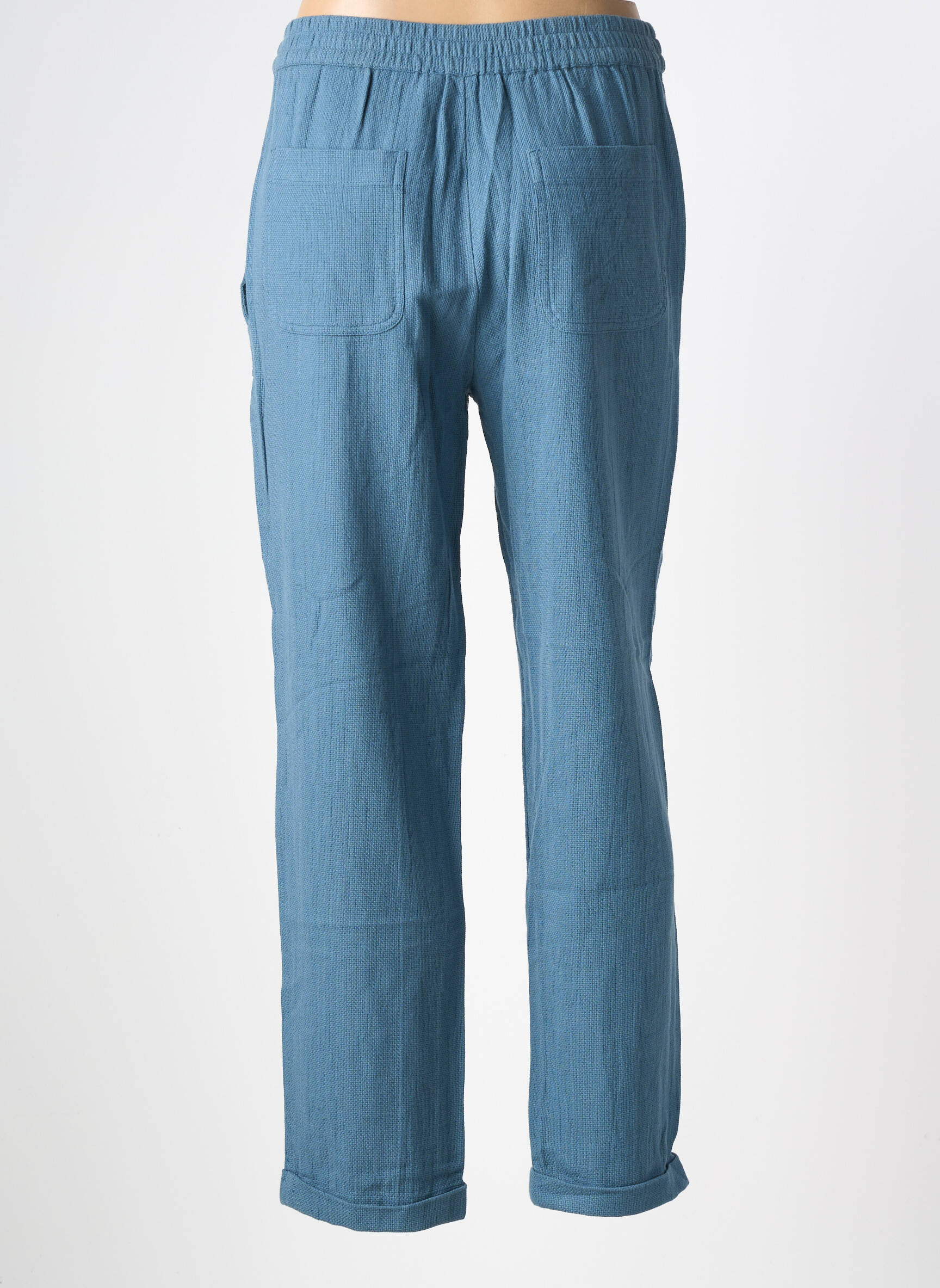 Pantalon droit taille élastique taille normale bleu INDI & COLD femme