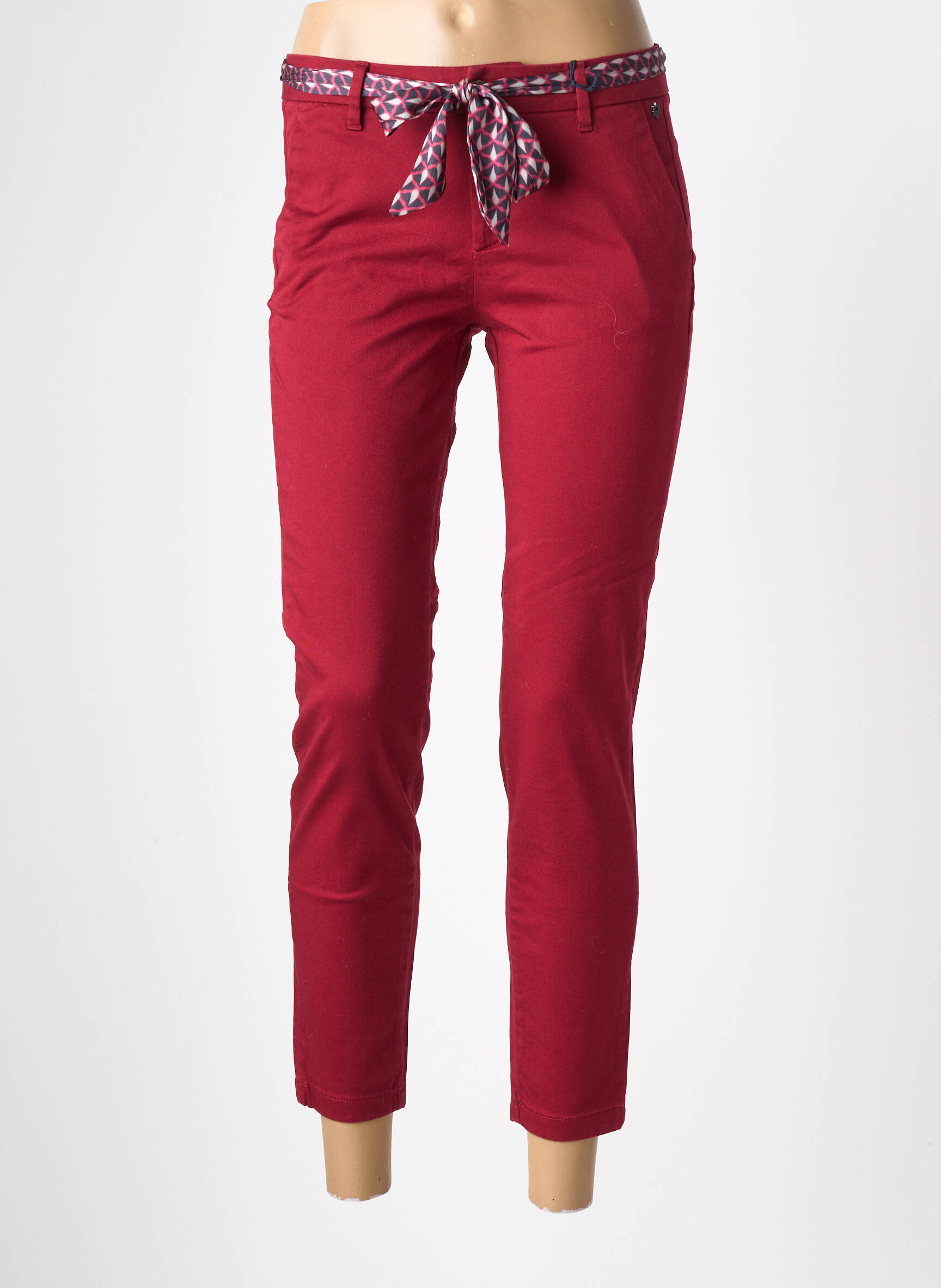 Pantalon 7/8 stretch taille normale rouge FREEMAN T.PORTER femme