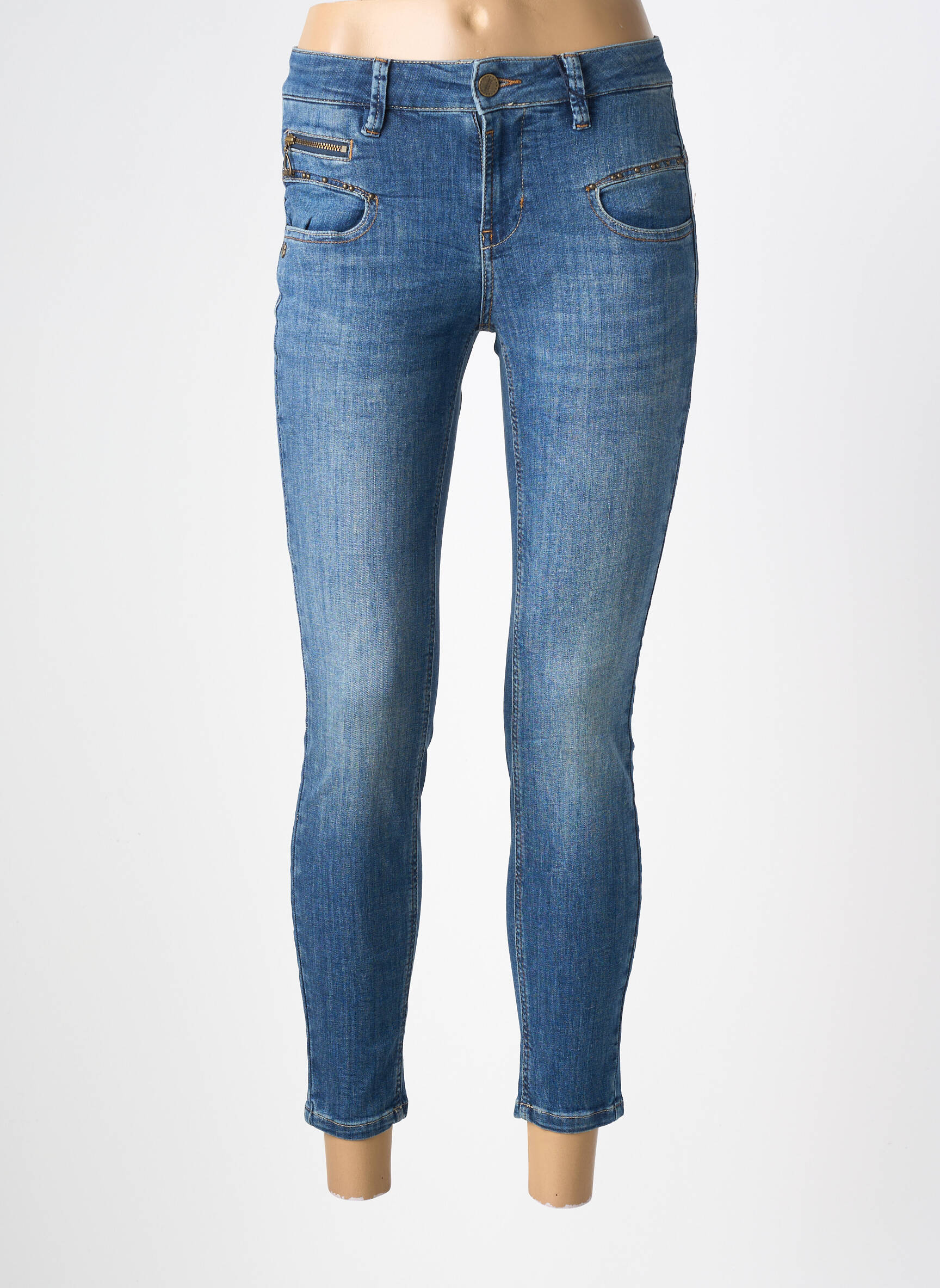 Jeans coupe slim stretch taille normale bleu FREEMAN T.PORTER femme
