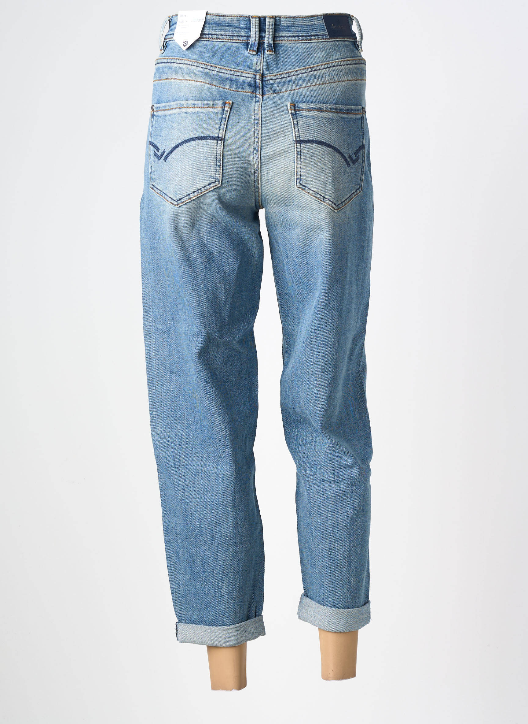 Jean coupe mom poches taille normale bleu FREEMAN T.PORTER femme