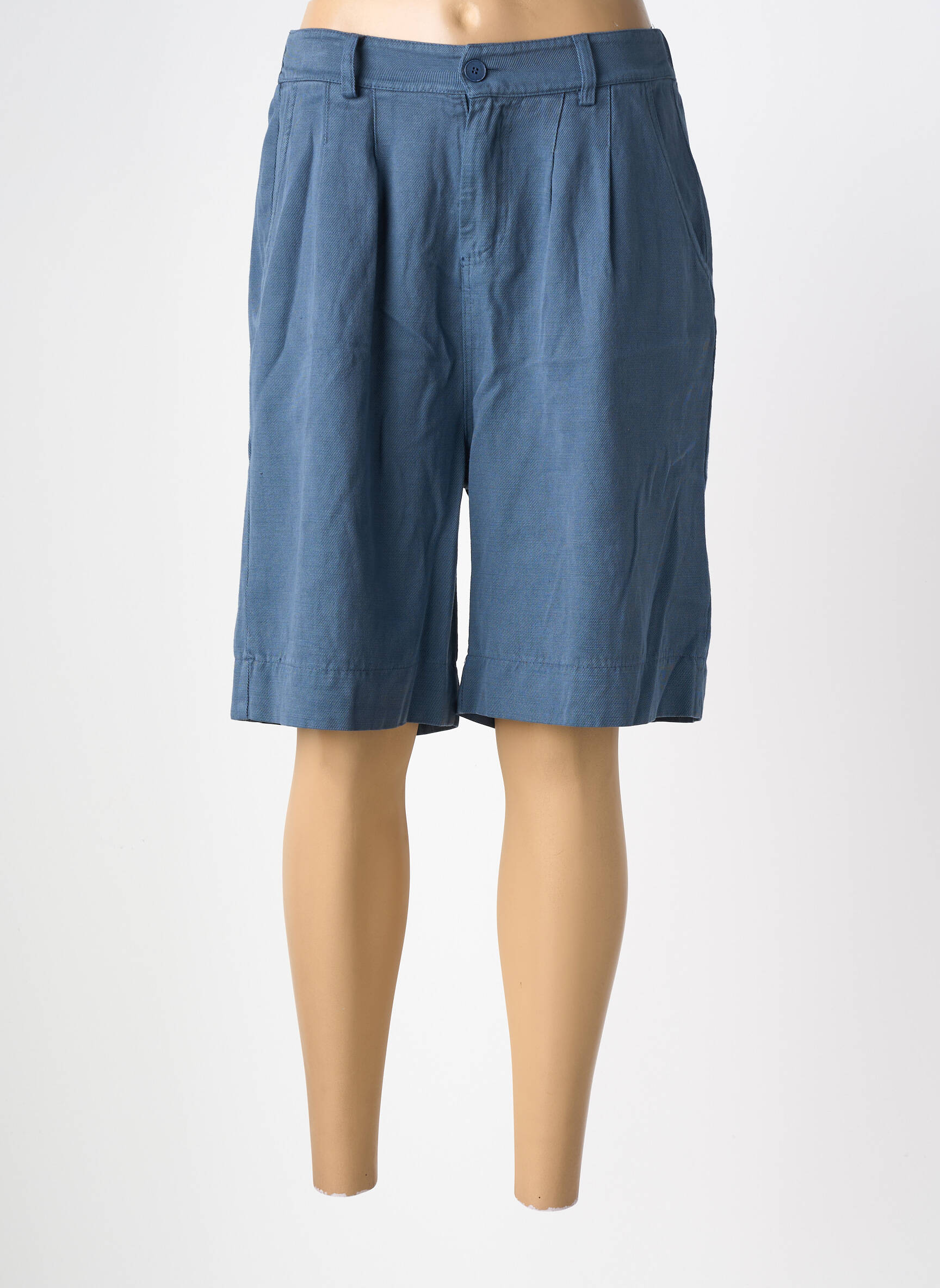 Bermuda tissage popeline taille normale bleu PAKO LITTO femme