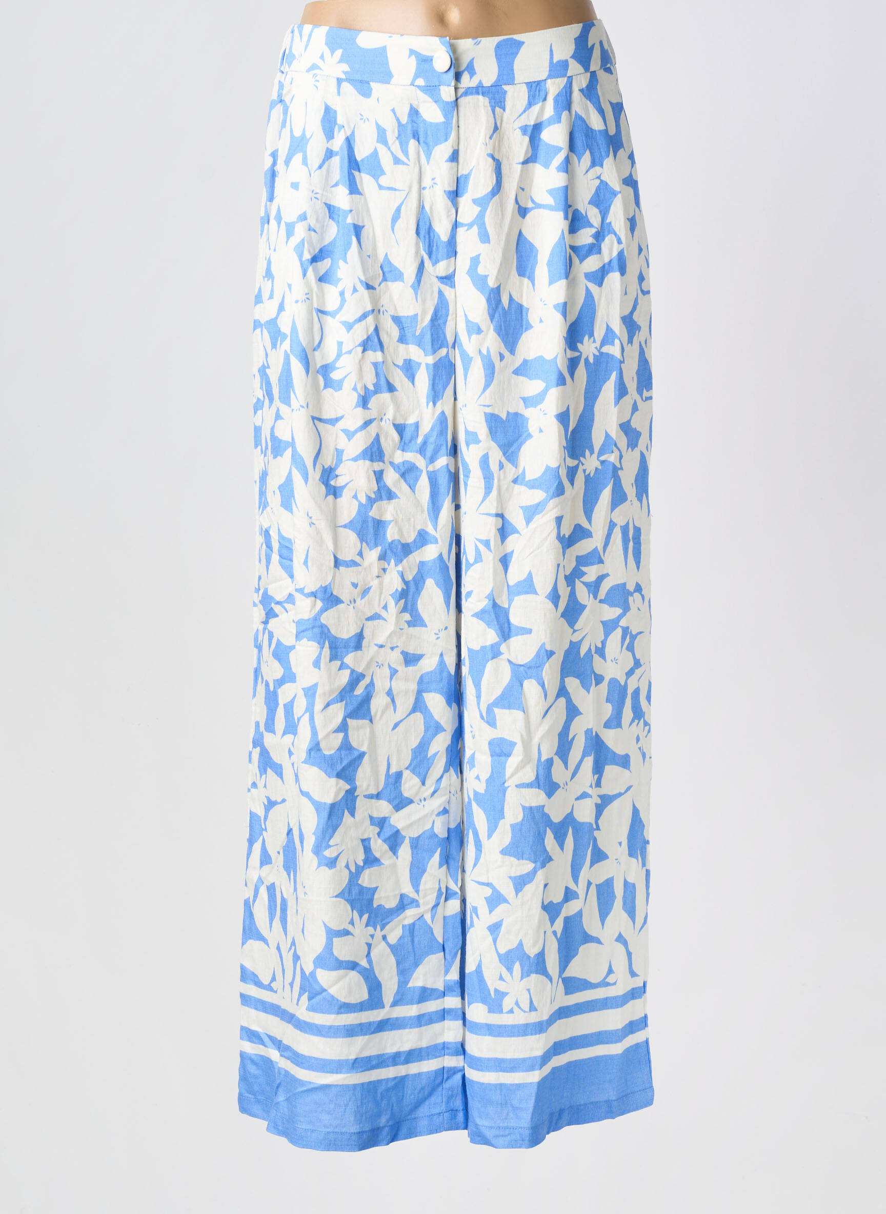 Pantalon large tissage popeline taille normale bleu LILI SIDONIO femme