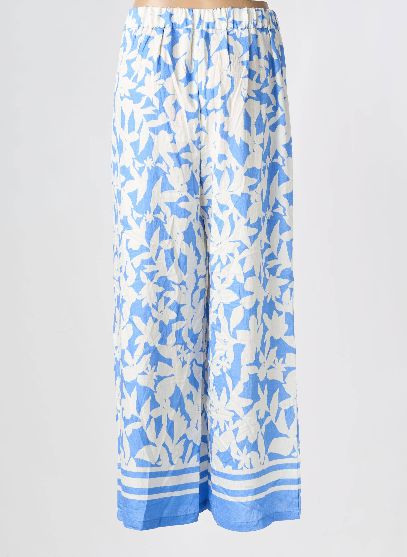 Pantalon large tissage popeline taille normale bleu LILI SIDONIO femme