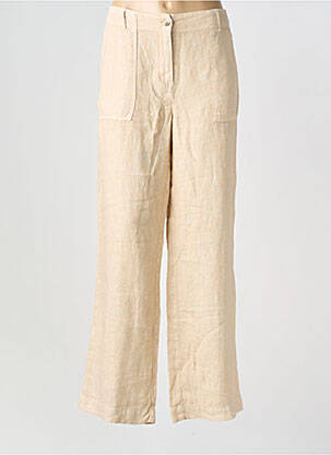 Pantalon droit fermeture zippée sous rabat boutonné taille normale beige SIGNE NATURE femme