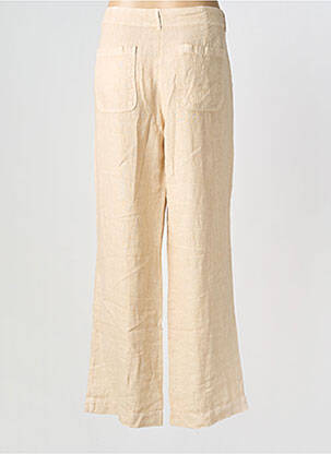 Pantalon droit fermeture zippée sous rabat boutonné taille normale beige SIGNE NATURE femme