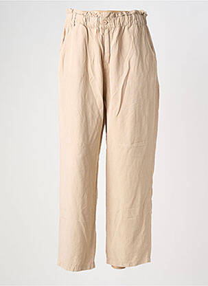 Pantalon droit tissage popeline taille normale beige HOPPY femme