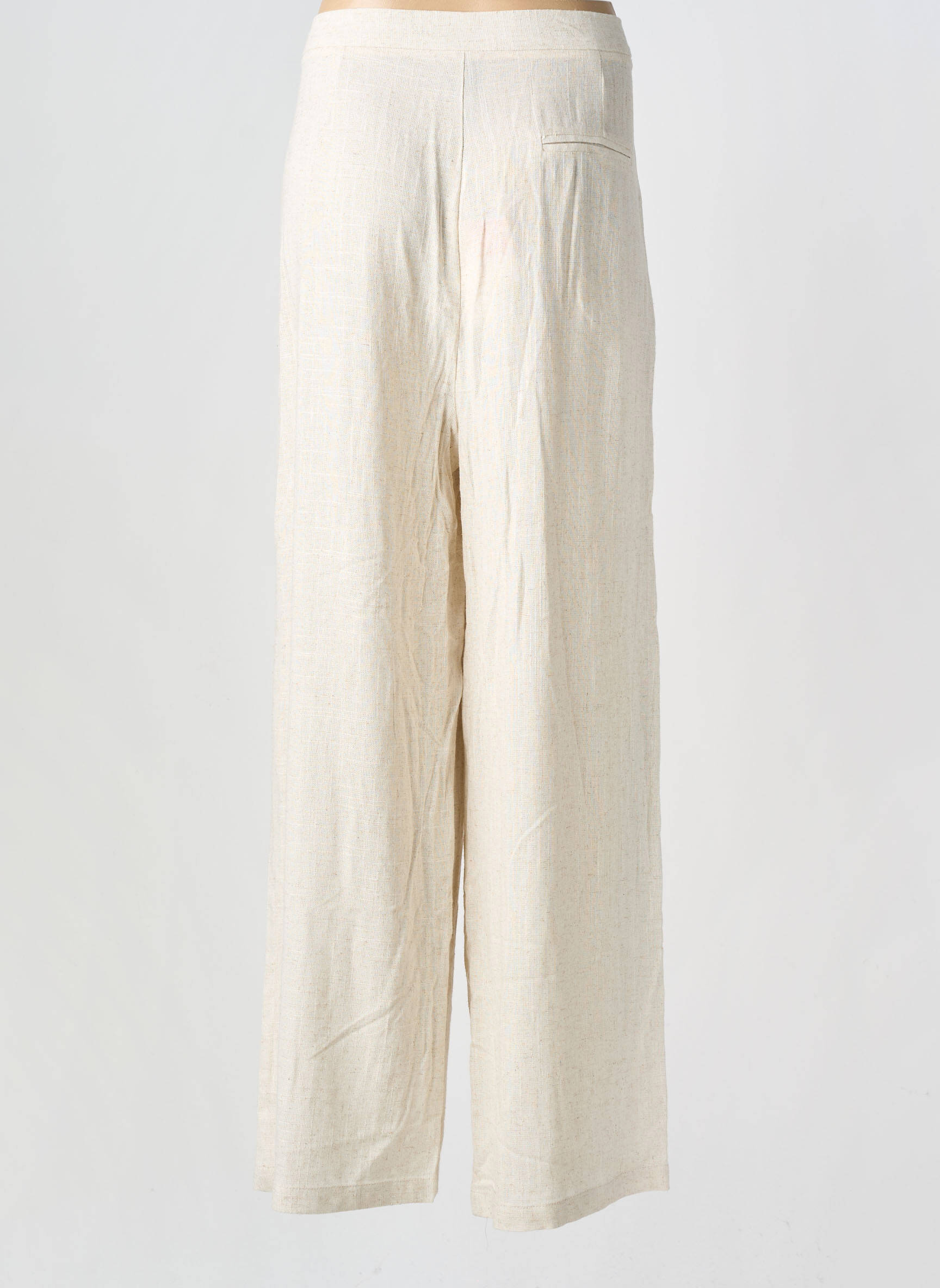 Pantalon droit fermeture zippée sous rabat boutonné taille normale beige LILI SIDONIO femme
