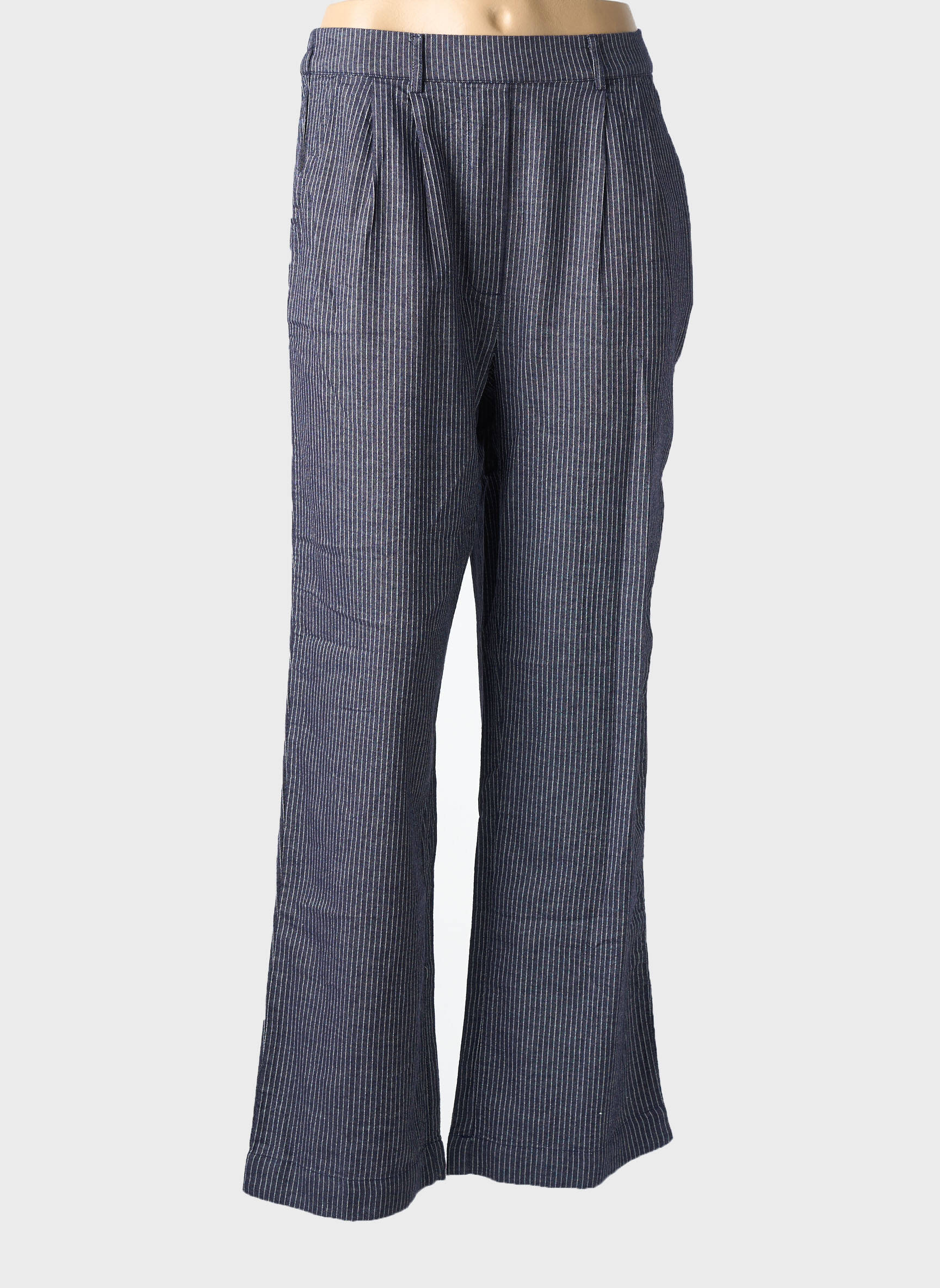 Pantalon droit taille élastique taille normale bleu INDI & COLD femme