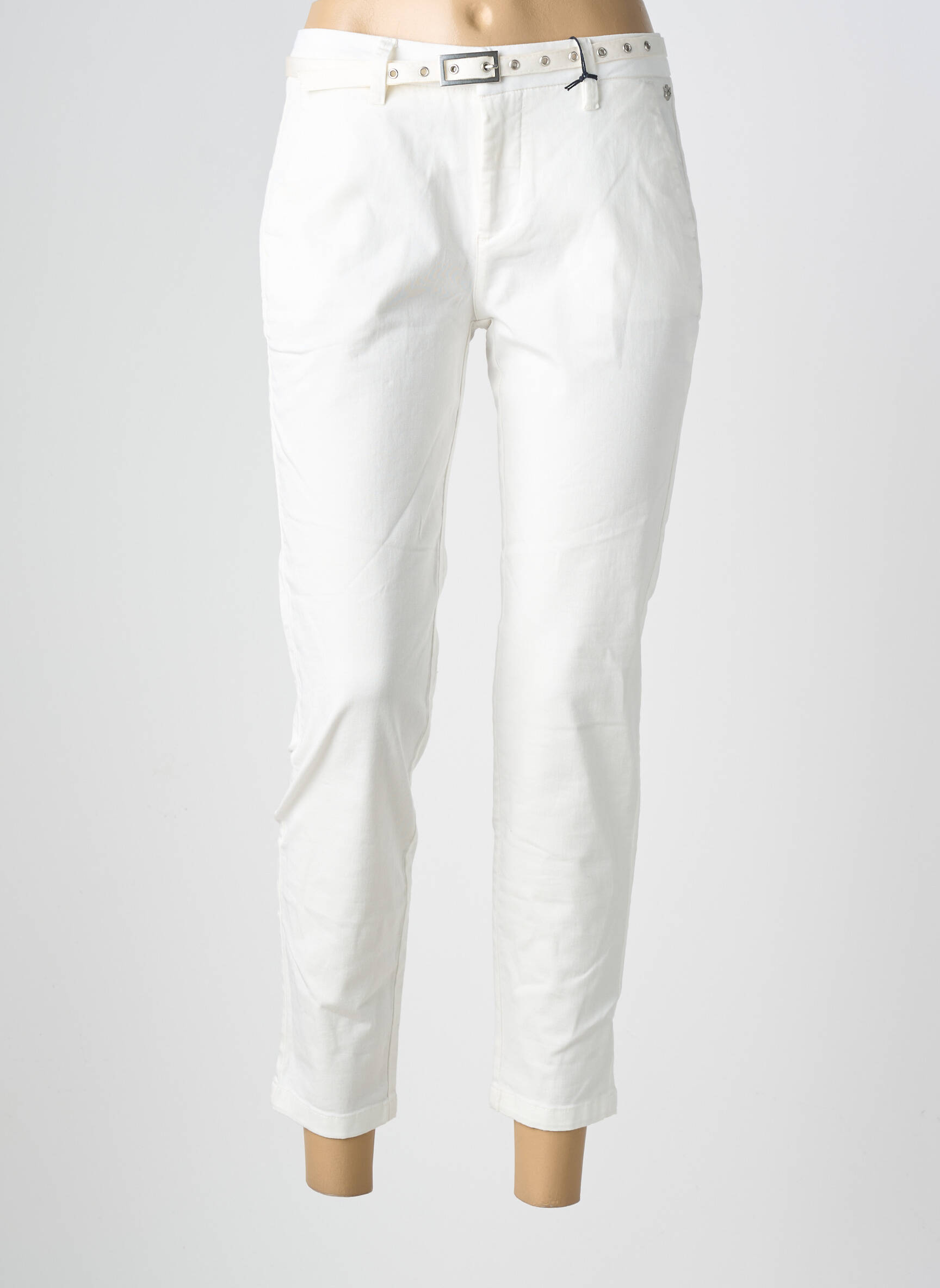 Pantalon droit stretch taille normale blanc FREEMAN T.PORTER femme