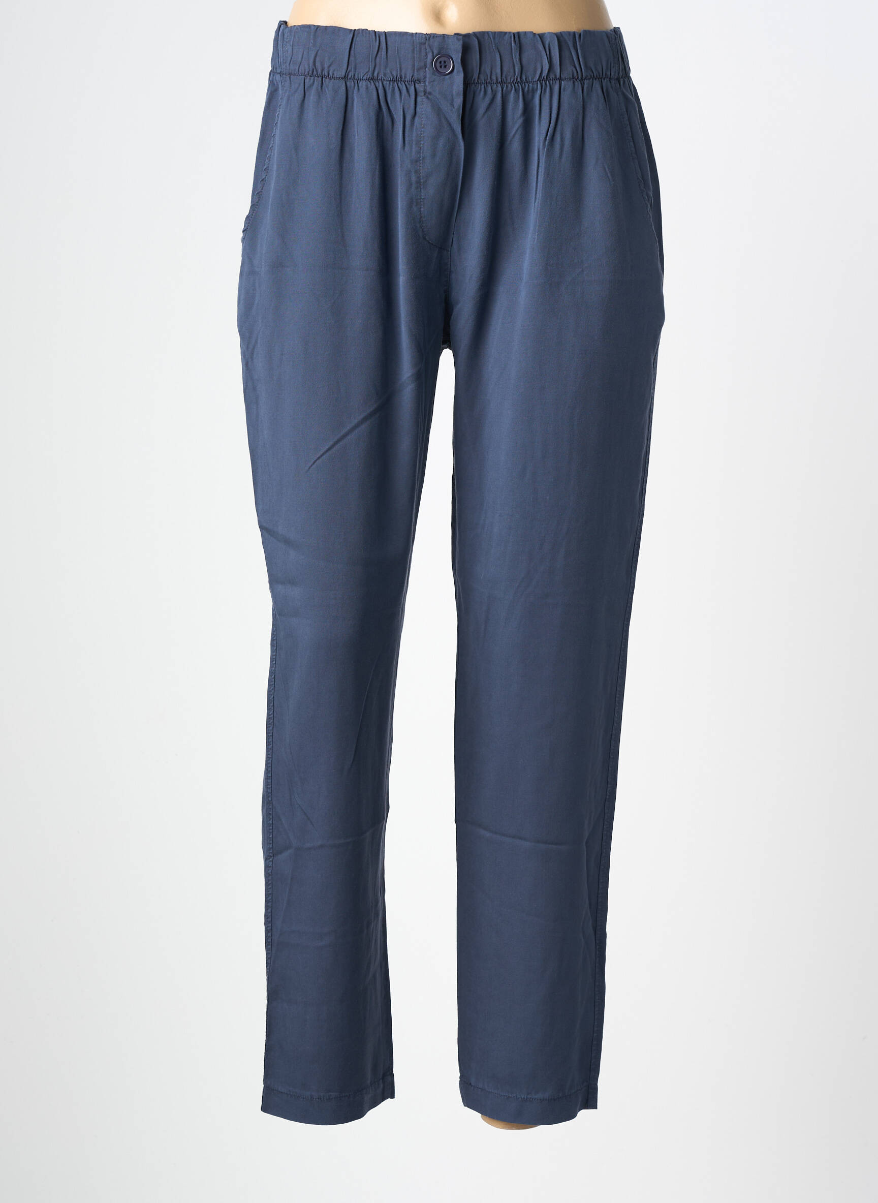 Pantalon droit taille élastique bleu LA FEE MARABOUTEE femme