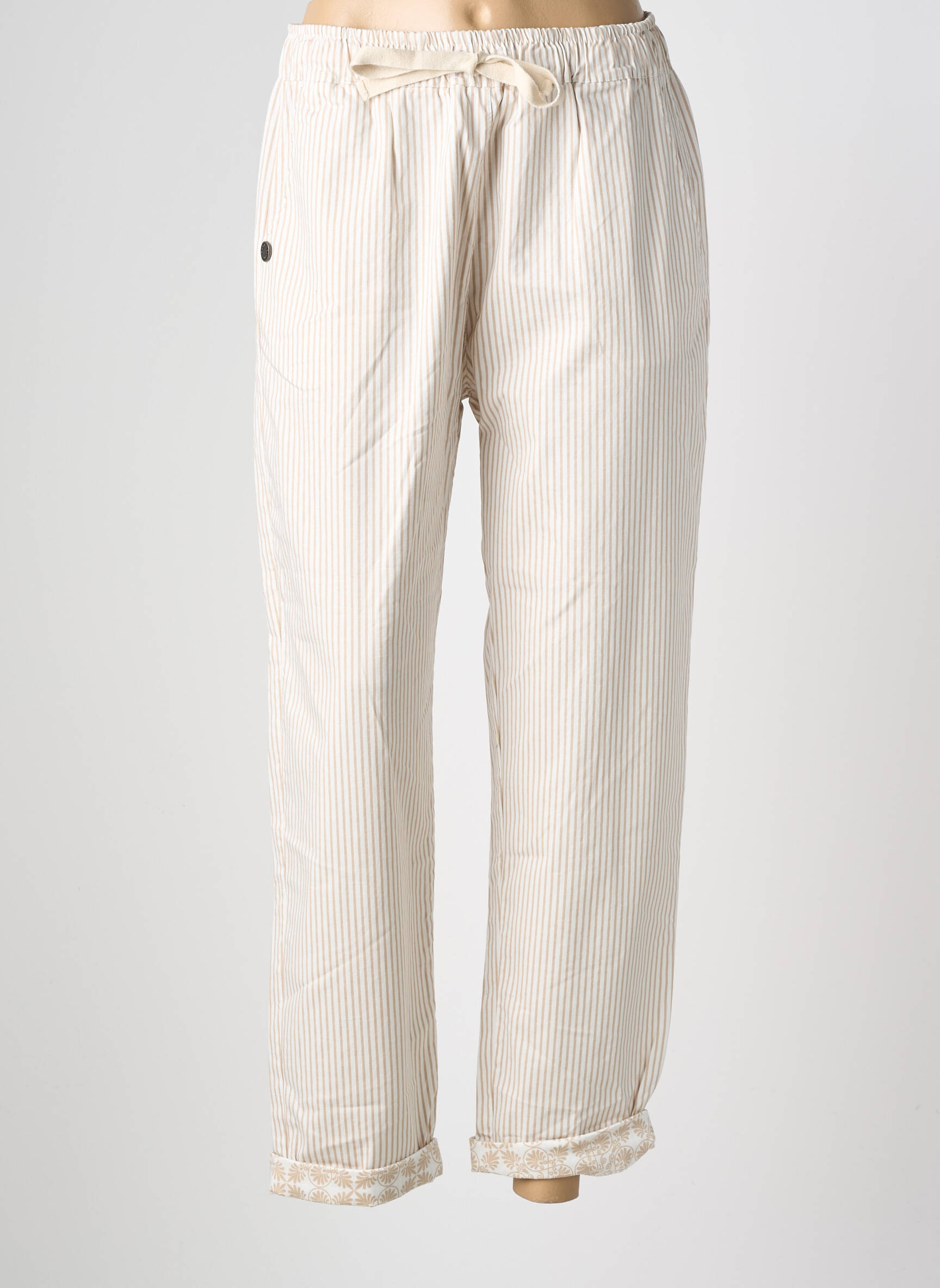 Pantalon droit stretch taille normale beige PAKO LITTO femme