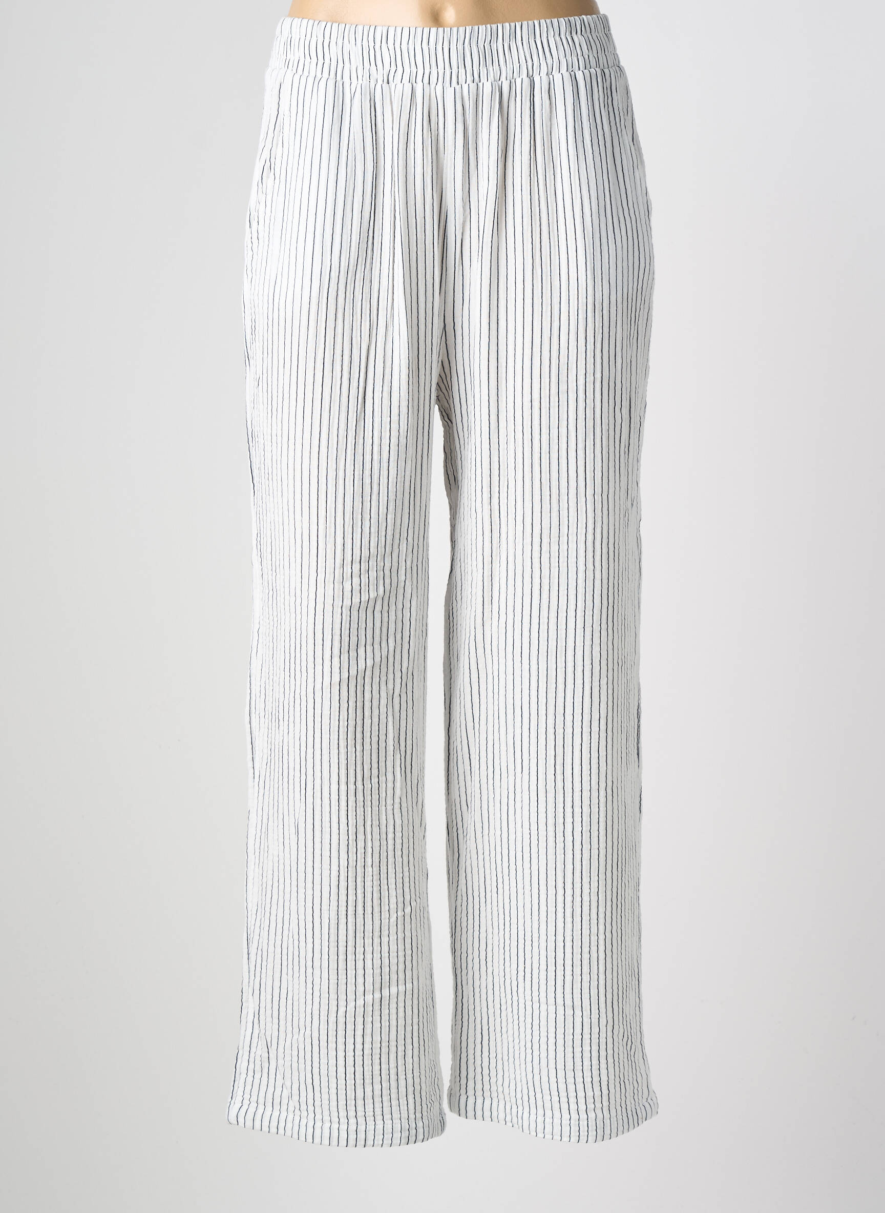 Pantalon droit taille élastique taille normale blanc MOLLY BRACKEN femme