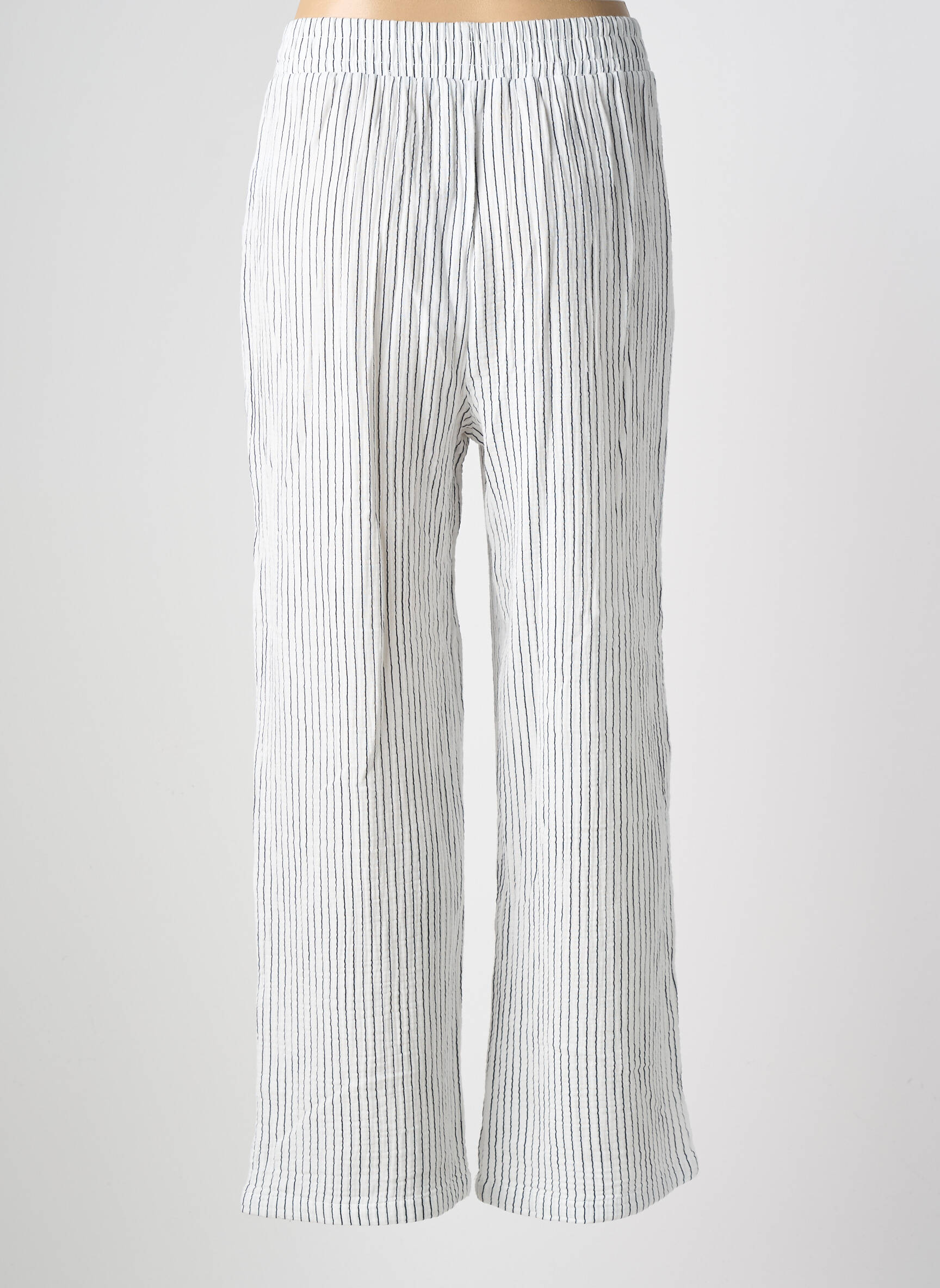Pantalon droit taille élastique taille normale blanc MOLLY BRACKEN femme