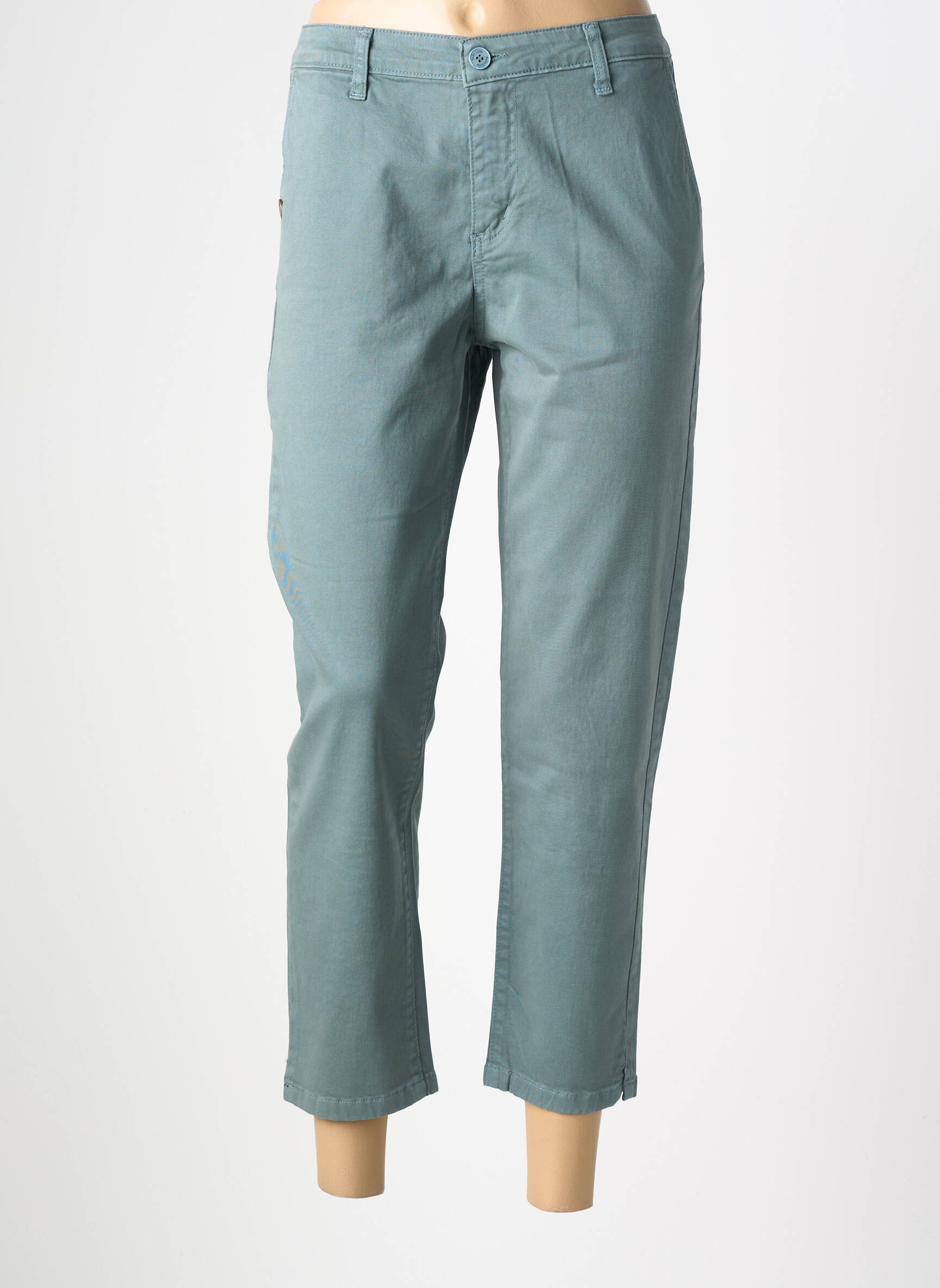 Pantalon slim tissage popeline vert PAKO LITTO femme