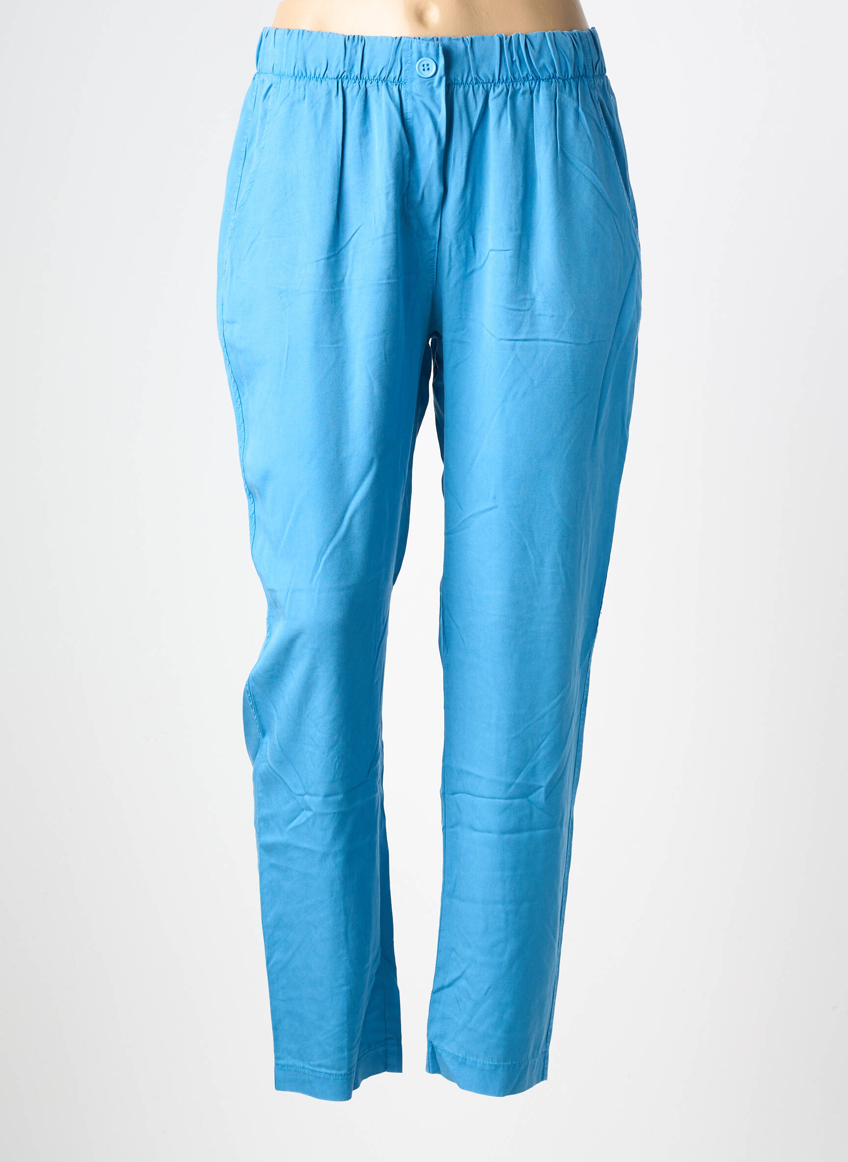Pantalon slim taille élastique bleu LA FÉE ATELIER BY LA FÉE MARABOUTÉE femme