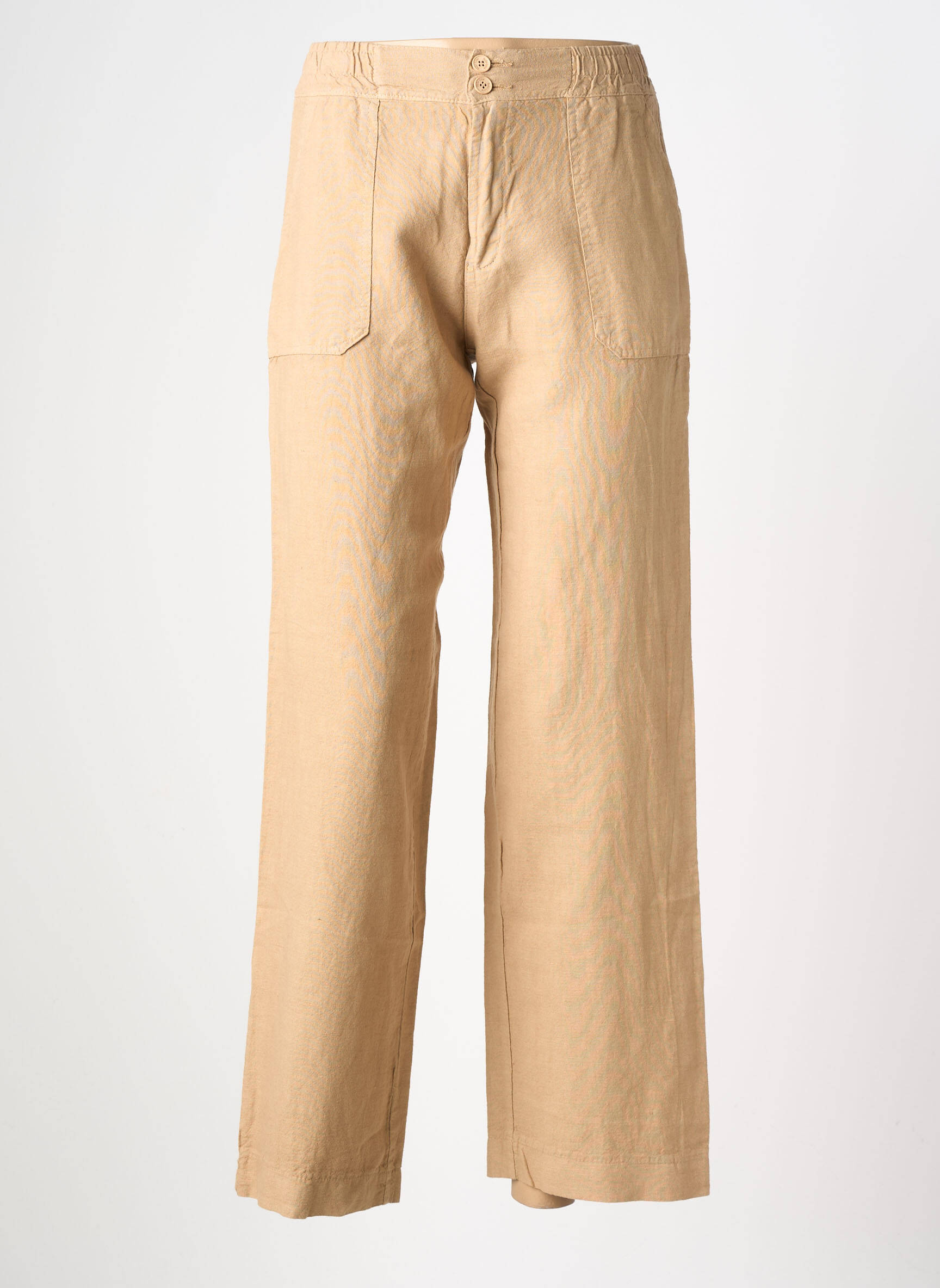 Pantalon droit fermeture zippée sous rabat boutonné taille normale beige PAKO LITTO femme