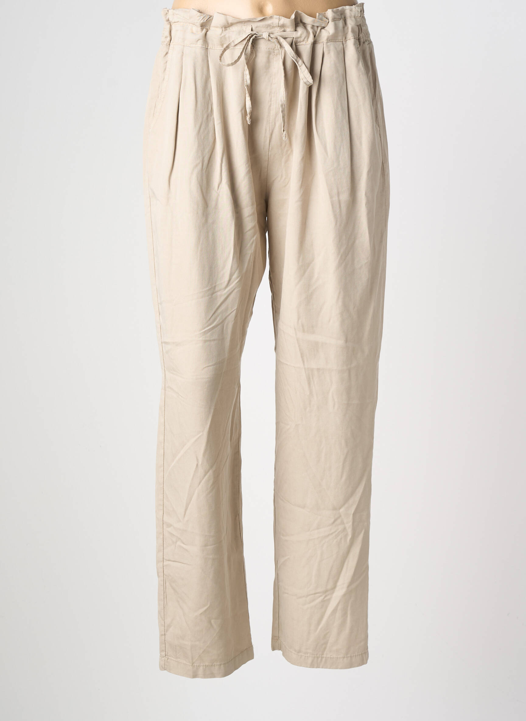 Pantalon droit tissage popeline taille normale beige PAKO LITTO femme
