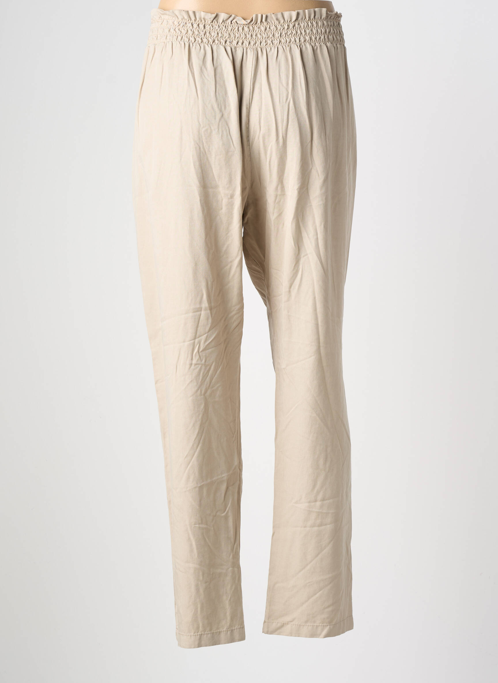 Pantalon droit tissage popeline taille normale beige PAKO LITTO femme